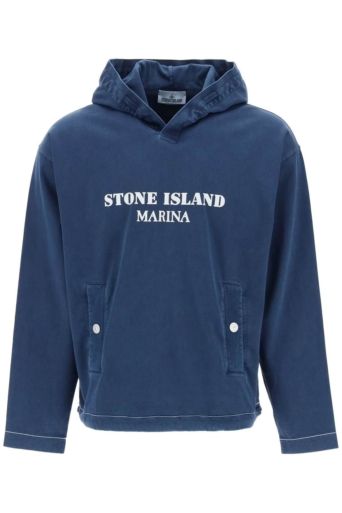 Stone Island o1s22i1n0524 Marina Old Treatment Hoodie in Blue 