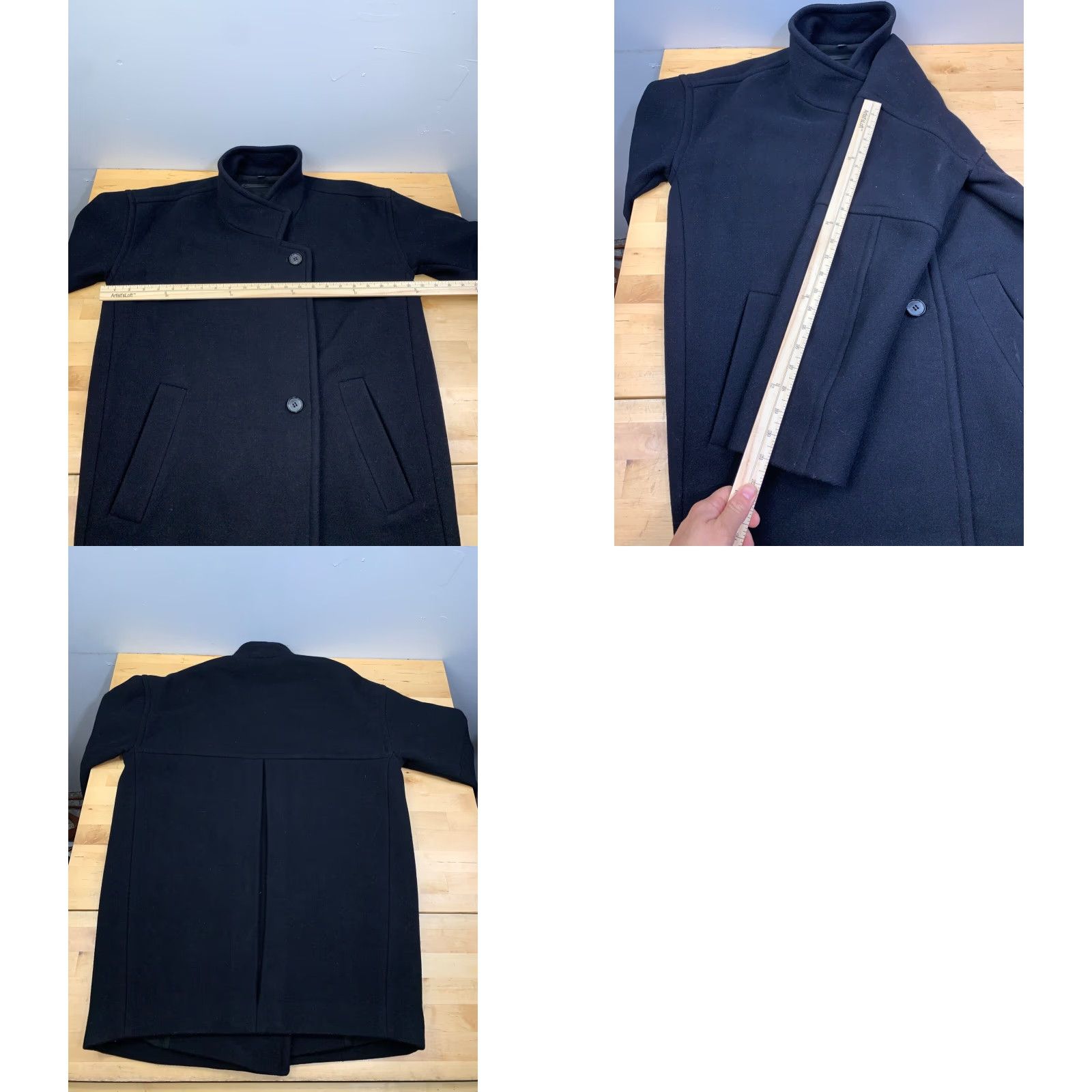 Allsaints AllSaints Coat Womens 6 Black Wool Blend Overcoat Meade Torto City Designer Italian Size M / US 6-8 / IT 42-44 - 8 Thumbnail