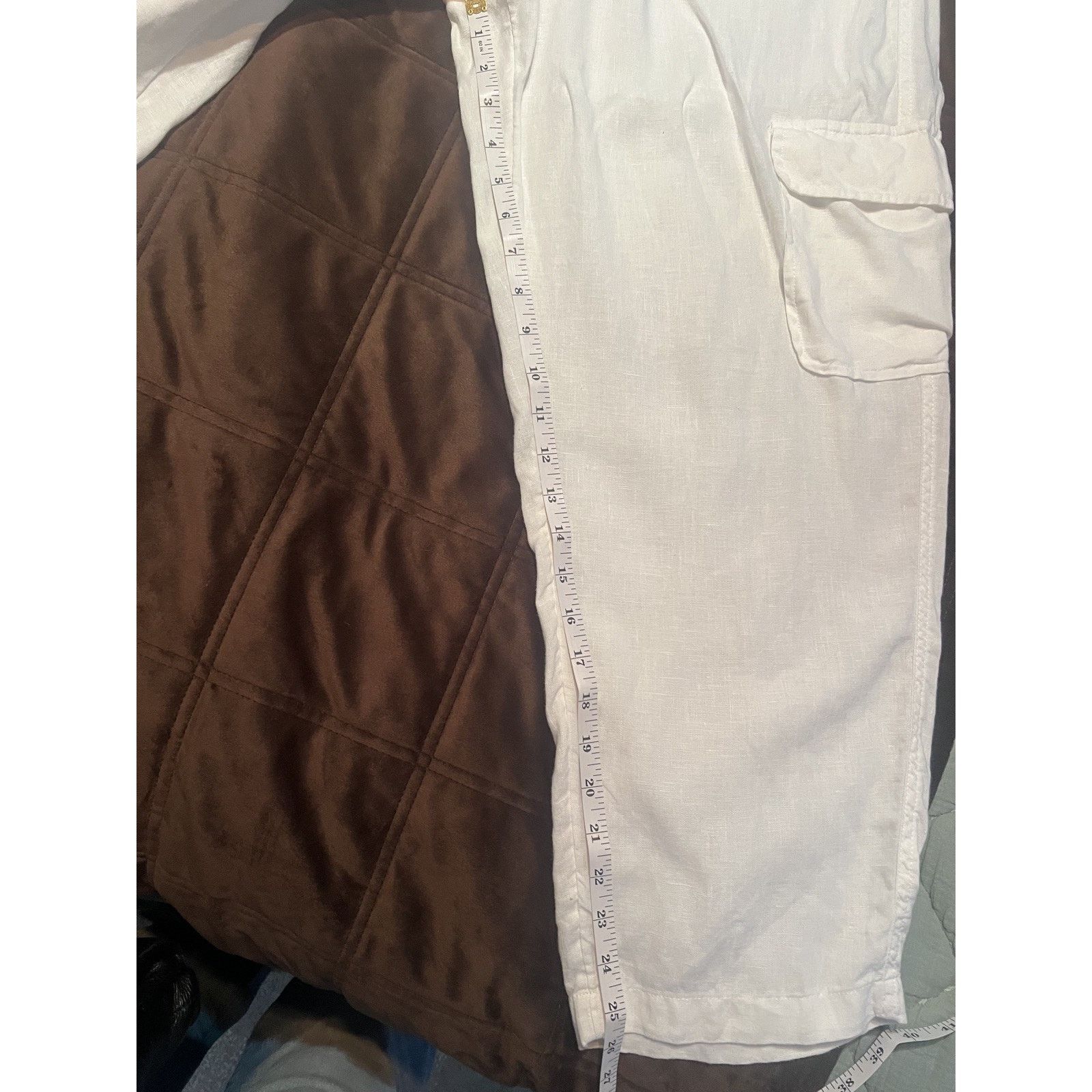 Other Rachel Roy Women's 100% Linen Cargo Pant Ivory Size XL Beach Size 34" / US 12 / IT 48 - 11 Thumbnail