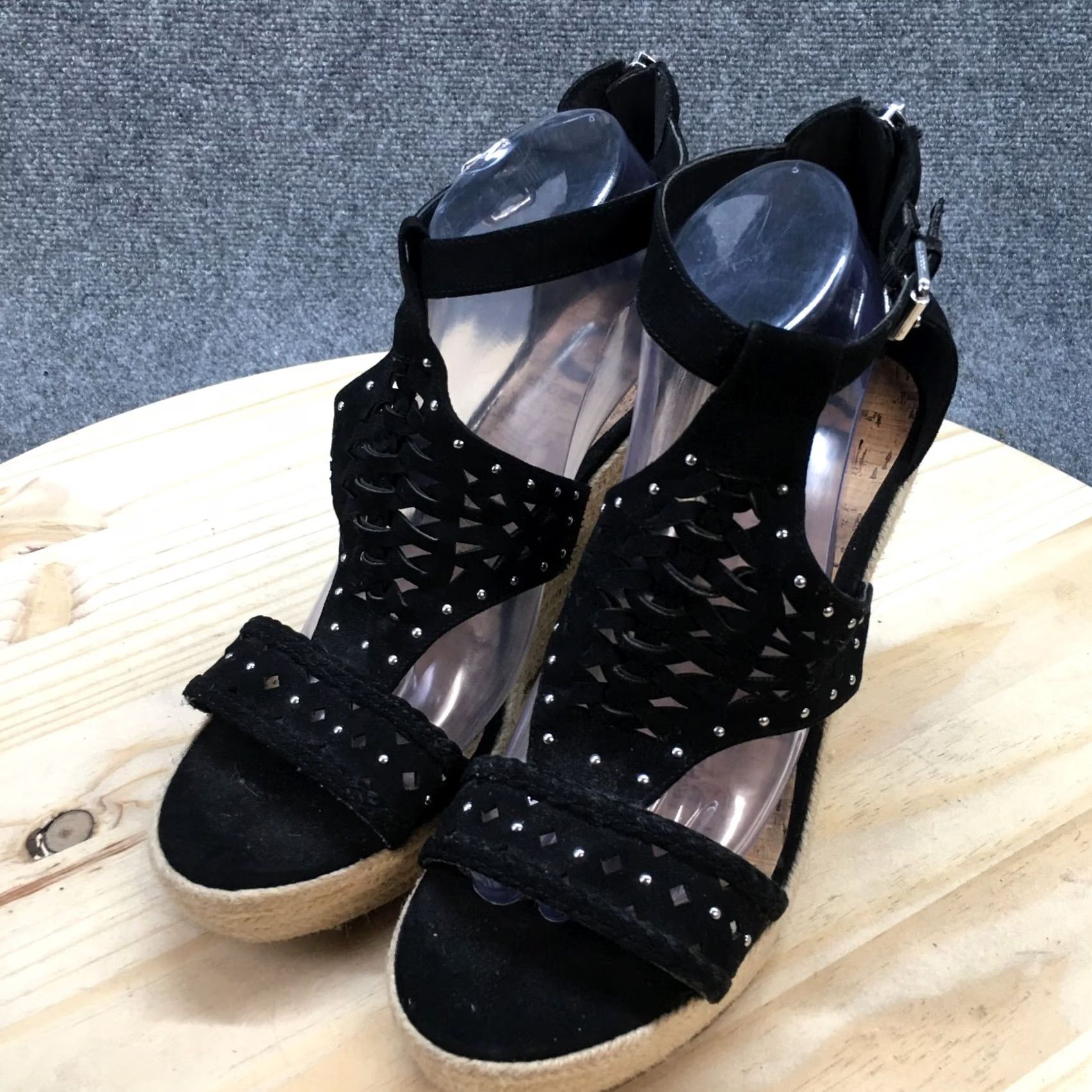 Guess G by GUESS Sandals Womens 9.5 M Makayla Platform Espadrille Black Wedge Casual Size US 10 / IT 40 - 3 Thumbnail