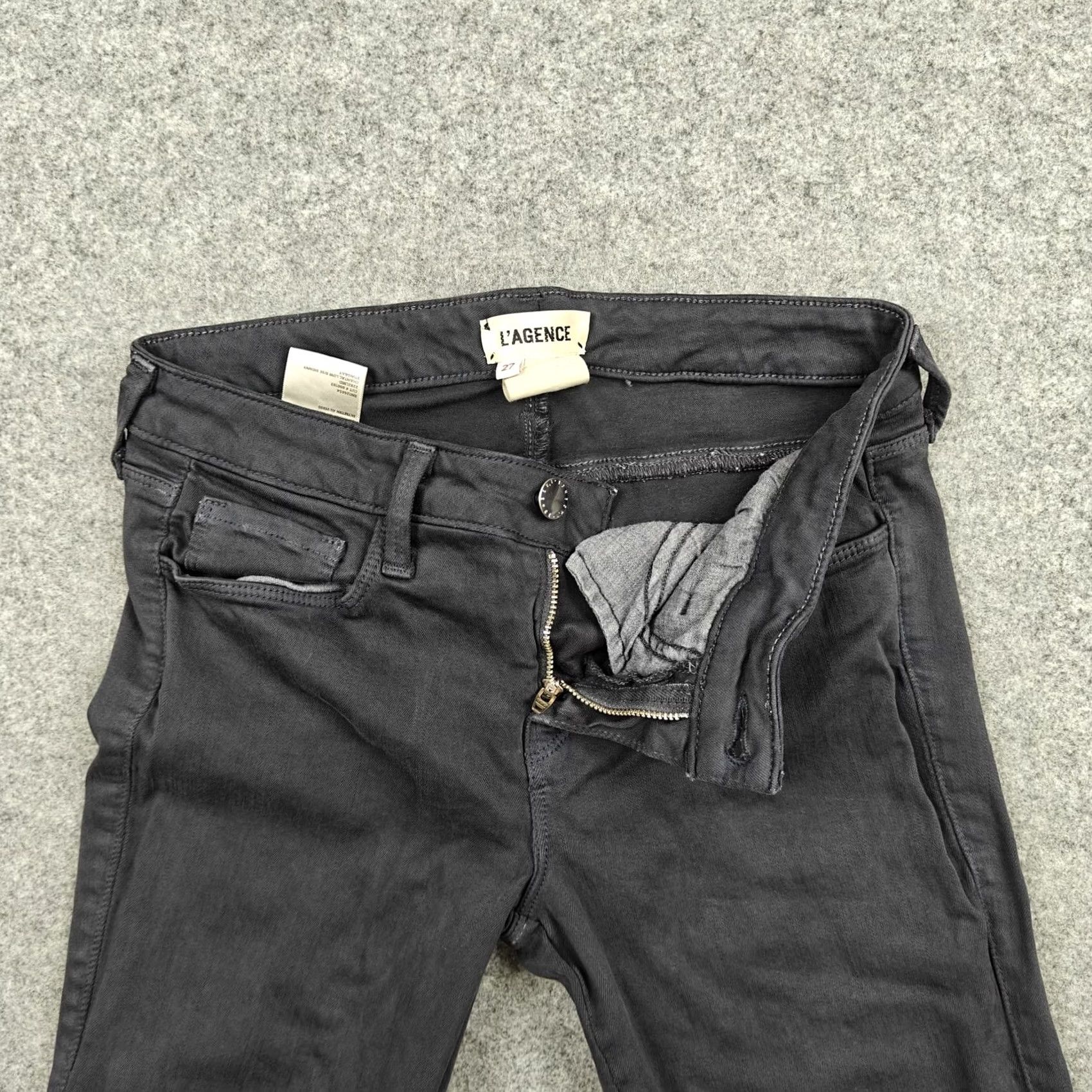 L'AGENCE L'Agence Jeans Womens 27 Gray Charcoal Wash Low Rise Skinny Stretch Denim Jeans Size 27" / US 4 / IT 40 - 2 Thumbnail