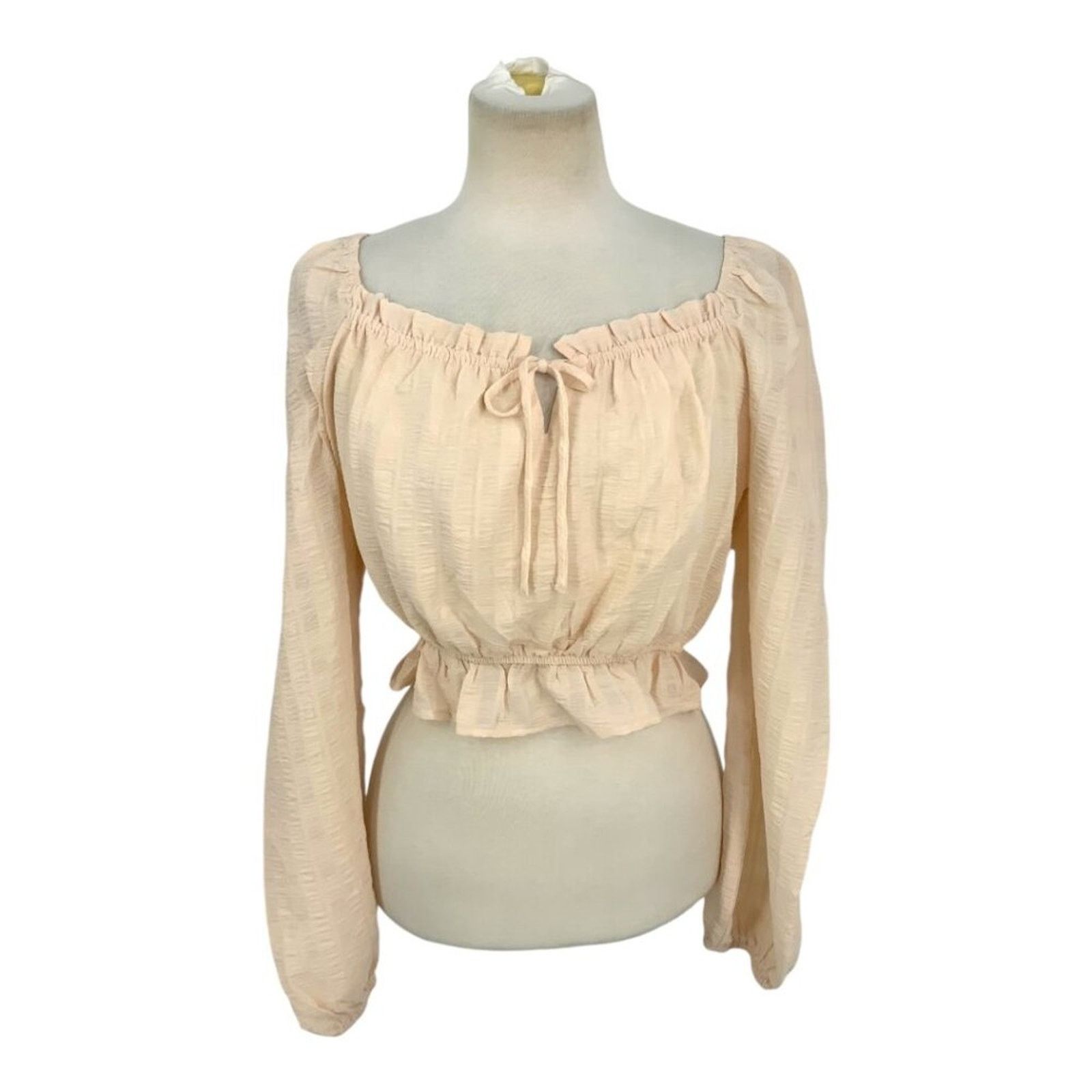 Other Lush Puff Sleeve Tie Front Blouse Cream Size Medium NWOT Size M / US 6-8 / IT 42-44 - 1 Thumbnail