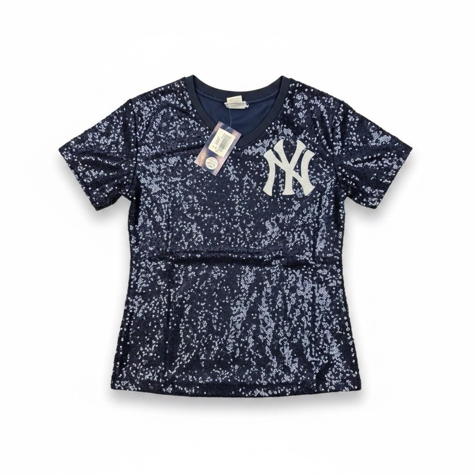 MLB Aaron Judge New York Yankees Youth Girls Blue Sequin V-Neck Size ONE SIZE - 4 Thumbnail