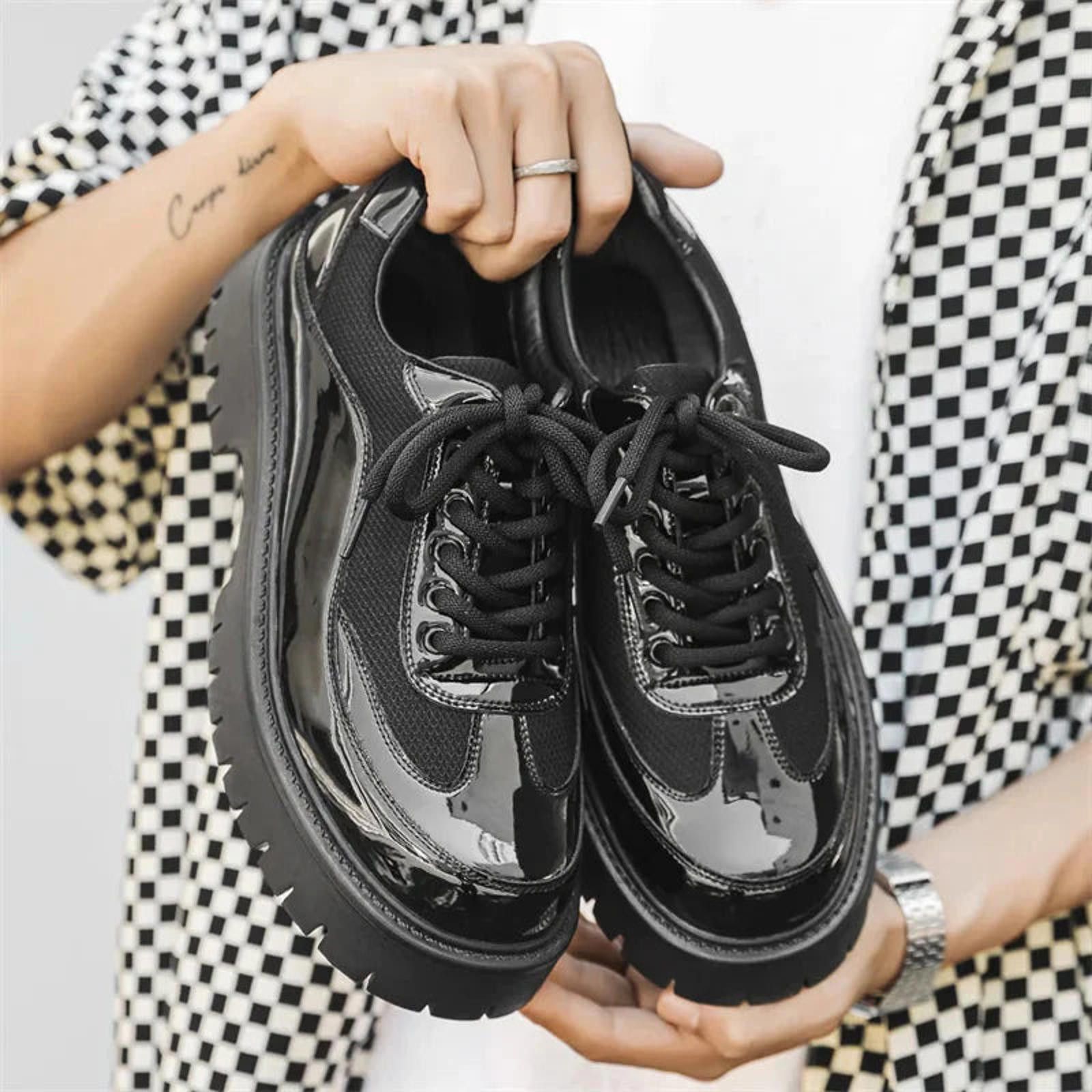 Leather Faux Leather Hybrid Mesh/Patent Plaform Boots Shoes Size US 9 / EU 42 - 8 Thumbnail