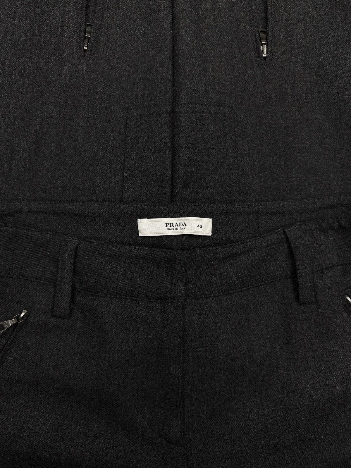 Prada 90s Prada Grey Angular Zipper Slim Cut Flared Riding Pants Size US 28 / EU 44 - 4 Thumbnail