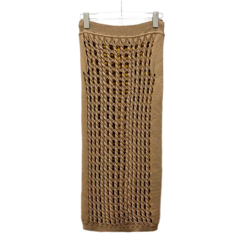 Fendi Fendi Brown Knitted Midi Skirt for Women 0089 Size 30" / US 8 / IT 44 - 1 Thumbnail