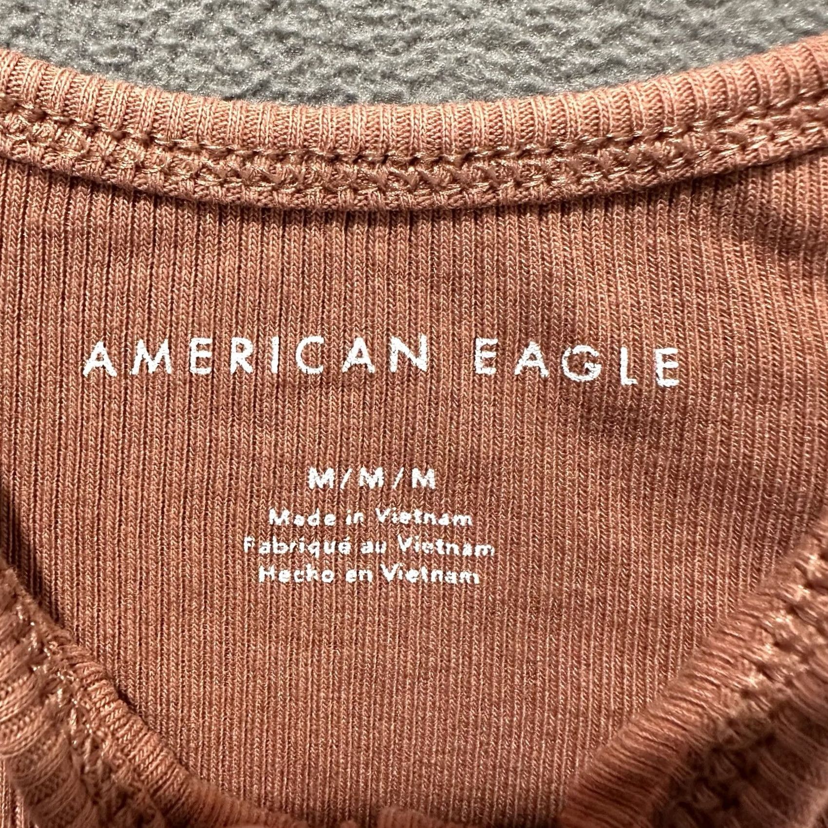 American Eagle Outfitters American Eagle Tank Top Womens M Orange Ribbed Henley Cropped Scoop Sleeveless Size M / US 6-8 / IT 42-44 - 3 Thumbnail
