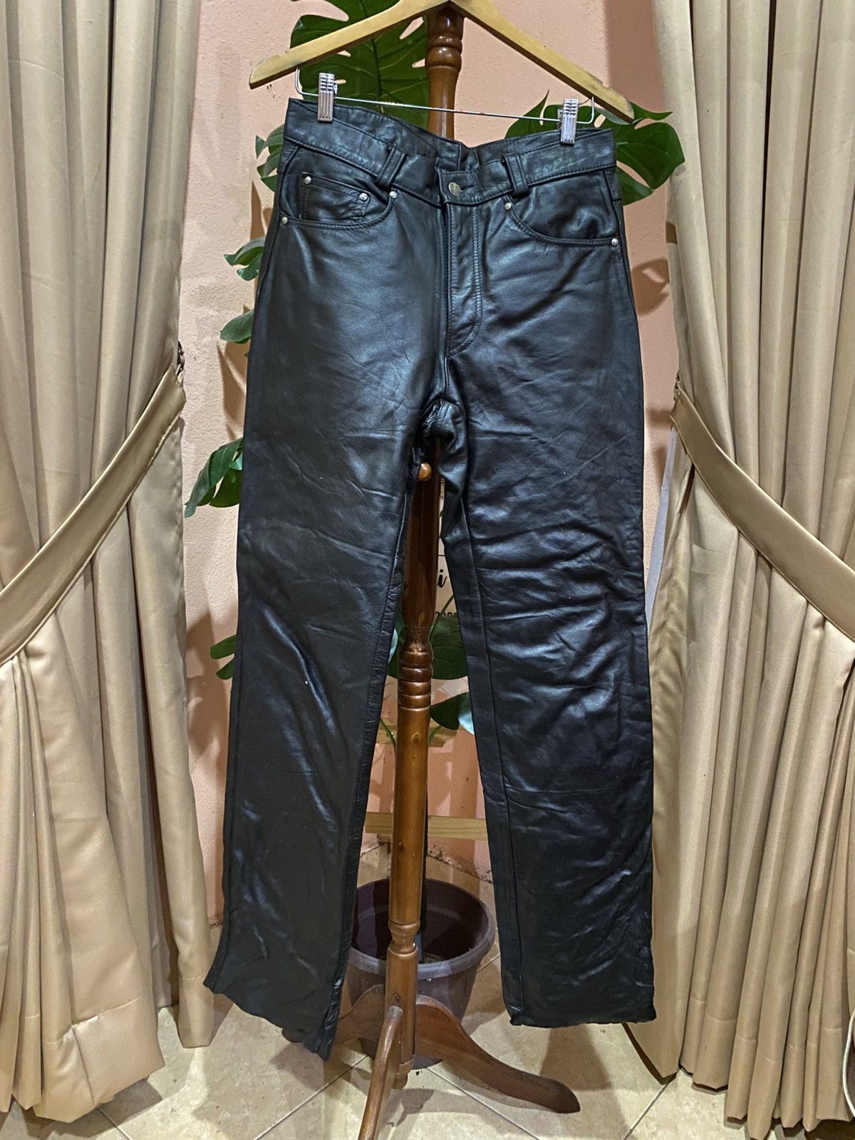 Schott Vintage Schott NYC Black Leather Pants Biker Rocker Style Size US 30 / EU 46 - 1 Thumbnail