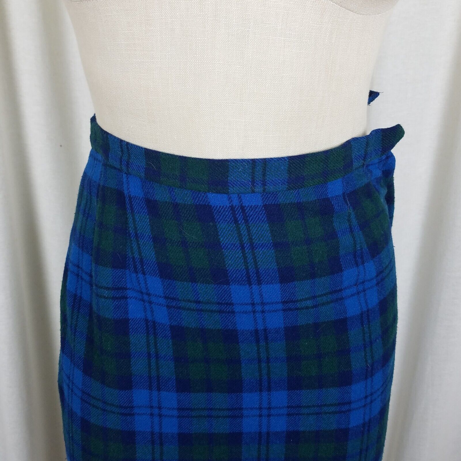 Pendleton Vtg Pendleton Wool Tartan Plaid Skirt 10 24 in Blue Green Size 24" / US 00 / IT 34 - 2 Thumbnail