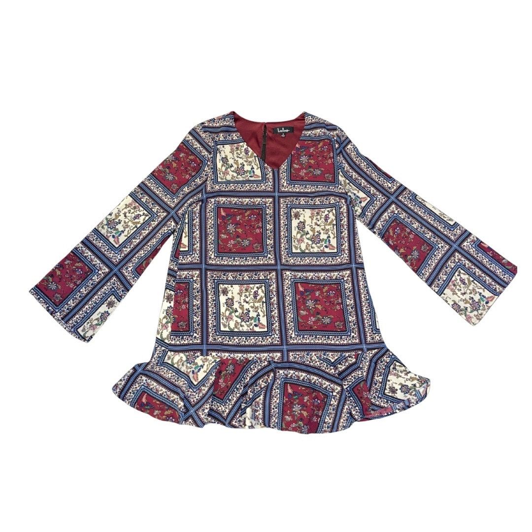 Lulus Multi Print Patchwork Long Sleeve Shift Dress SM Artsy Boho Size S / US 4 / IT 40 - 1 Thumbnail