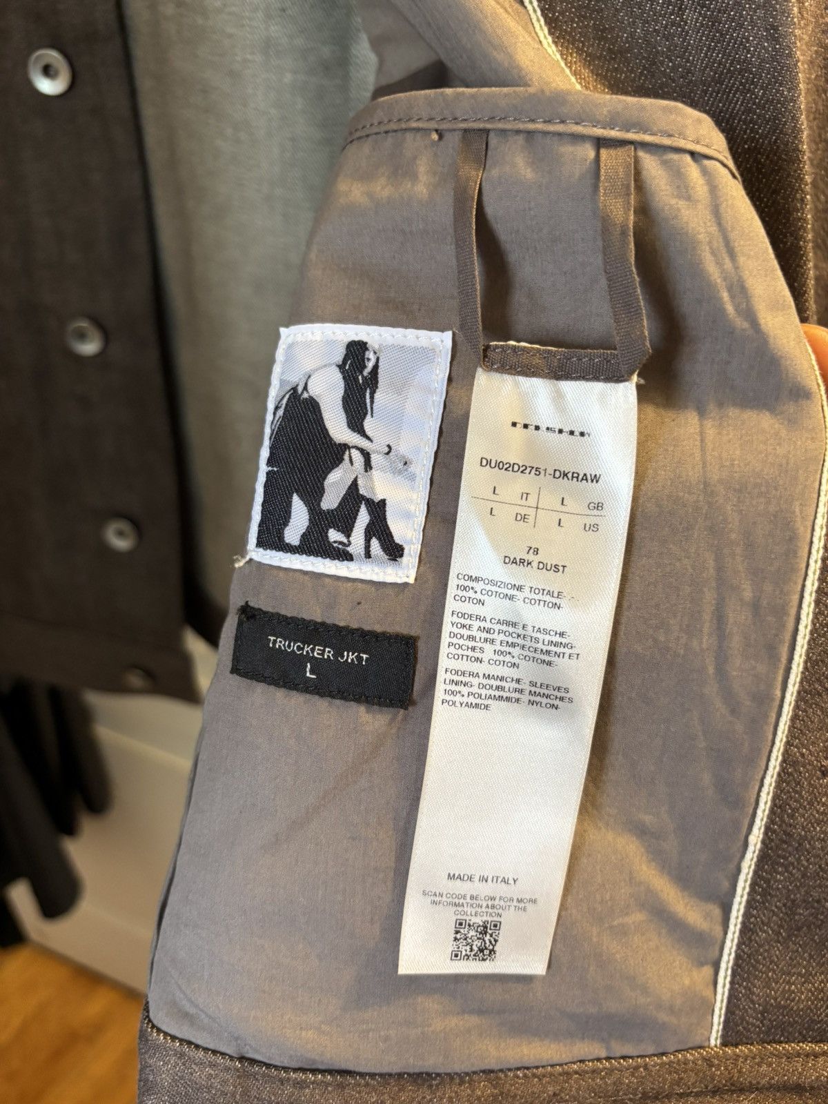 Rick Owens Drkshdw FW24 Raw Denim Trucker Jacket Dark Dust Size US L / EU 52-54 / 3 - 12 Thumbnail