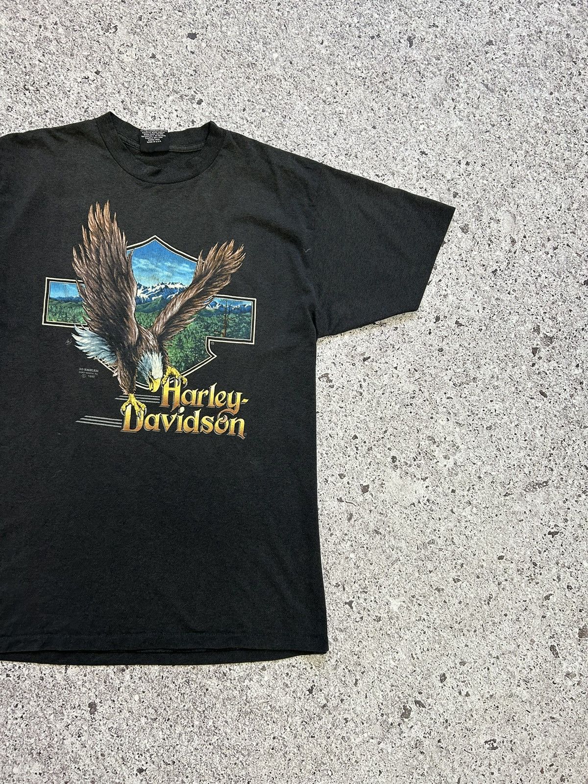 Harley Davidson × Vintage Rare Vintage Harley Davidson 3D Emblem 1990 Eagle USA Tee Size US XL / EU 56 / 4 - 4 Thumbnail