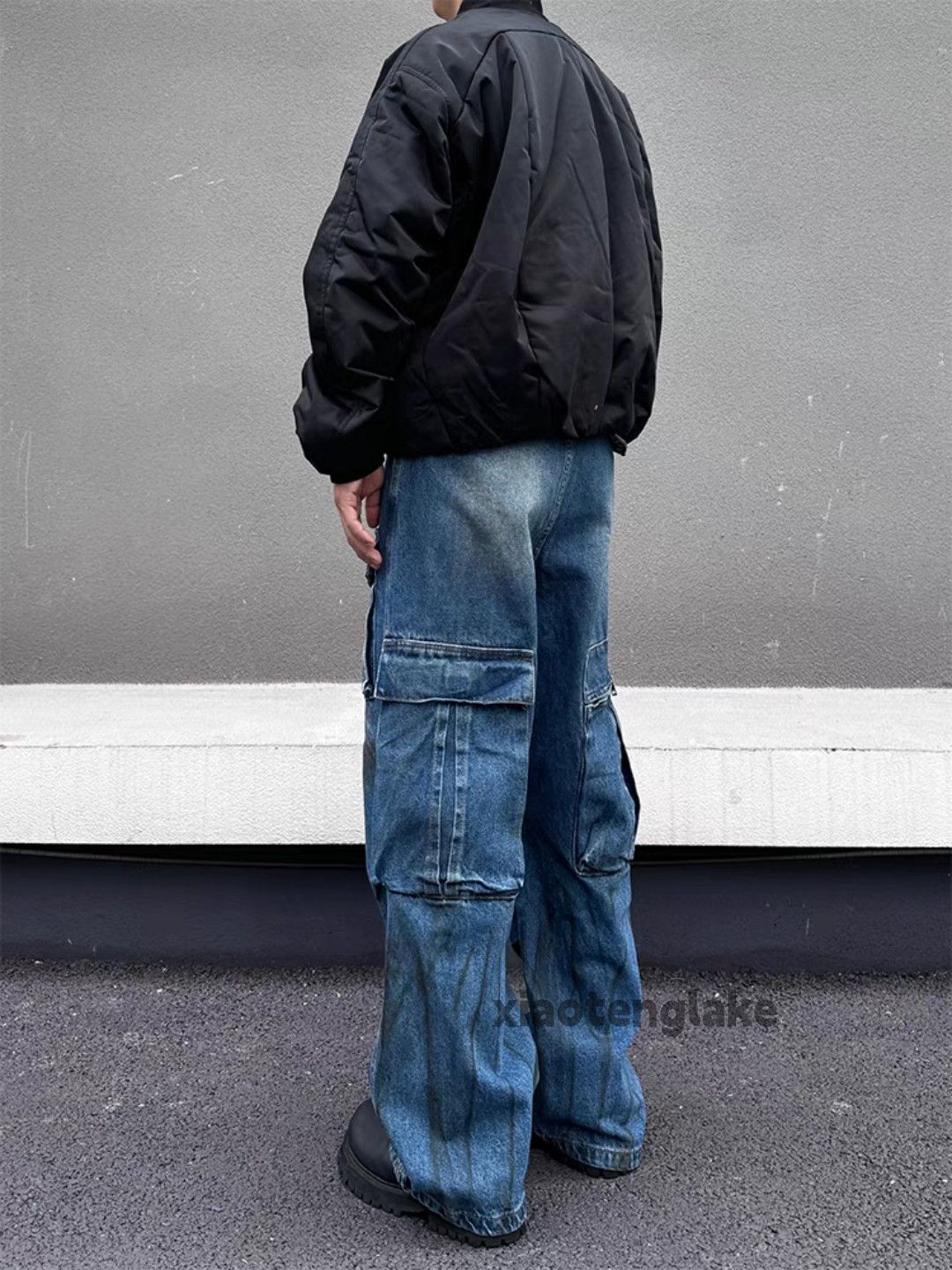 Jean × Vintage washed faded loose baggy stain skate hiphop cargo jeans Size US 30 / EU 46 - 2 Thumbnail