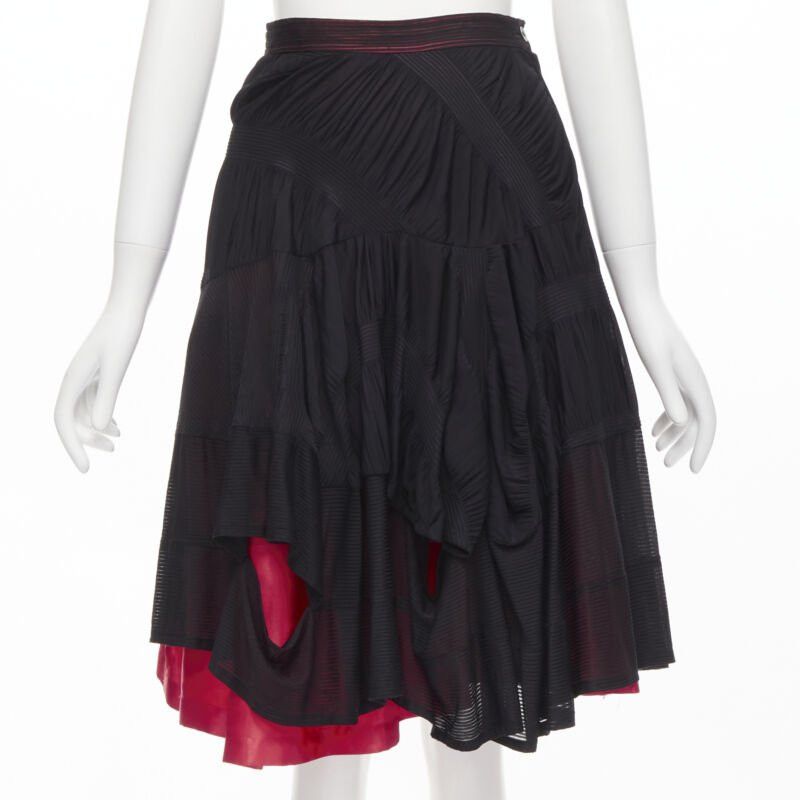 Comme des Garcons vintage COMME DES GARCONS 1980's black red shirred ruffle layered flared skirt S Size 27" / US 4 / IT 40 - 1 Thumbnail