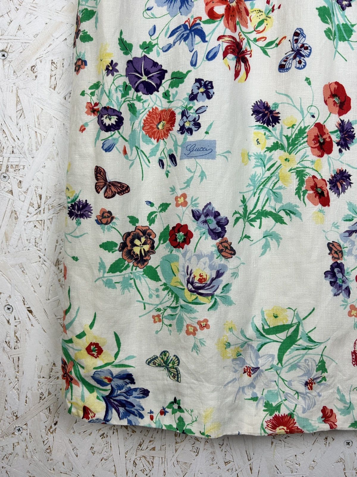 Gucci Vintage Gucci Linen Floral Print Wrap Dress 44 Size M / US 6-8 / IT 42-44 - 6 Thumbnail