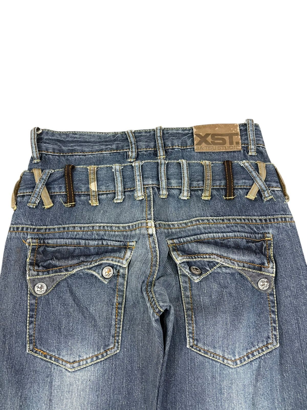 Japanese Brand Vintage Japanese Double Waist Printed Distress Loose Jeans Size US 29 - 8 Thumbnail
