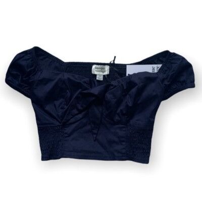 Other Unique Vintage Cute Sailor Off-shoulder Crop Top Dark Navy B Size S / US 4 / IT 40 - 2 Thumbnail