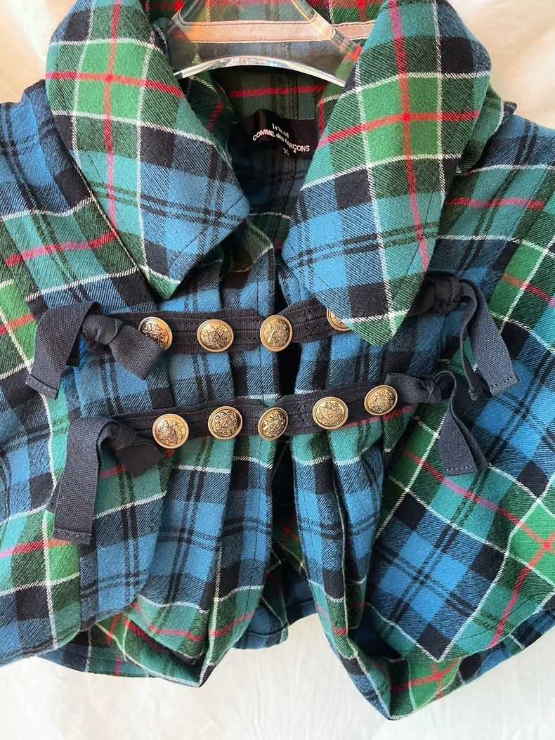 Comme des Garcons Comme des Garcons Blue-green red line plaid short cloak Li Size M / US 6-8 / IT 42-44 - 5 Thumbnail