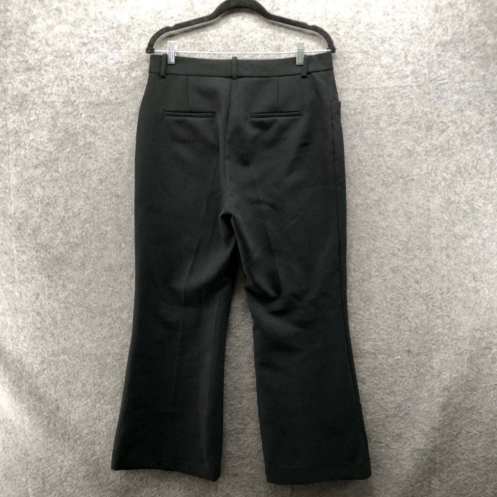 Zara Zara High Waisted Crop Flare Dress Pants Womens L Black Ankle Stretch Flat Front Size 36" / US 14 / IT 50 - 2 Thumbnail