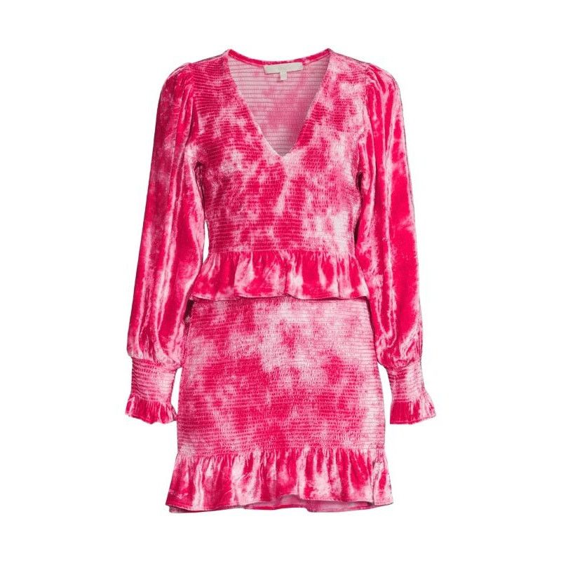 LoveShackFancy LoveShackFancy Evan Pink Tie Dye Velvet Mini Dress Medium Size M / US 6-8 / IT 42-44 - 3 Thumbnail
