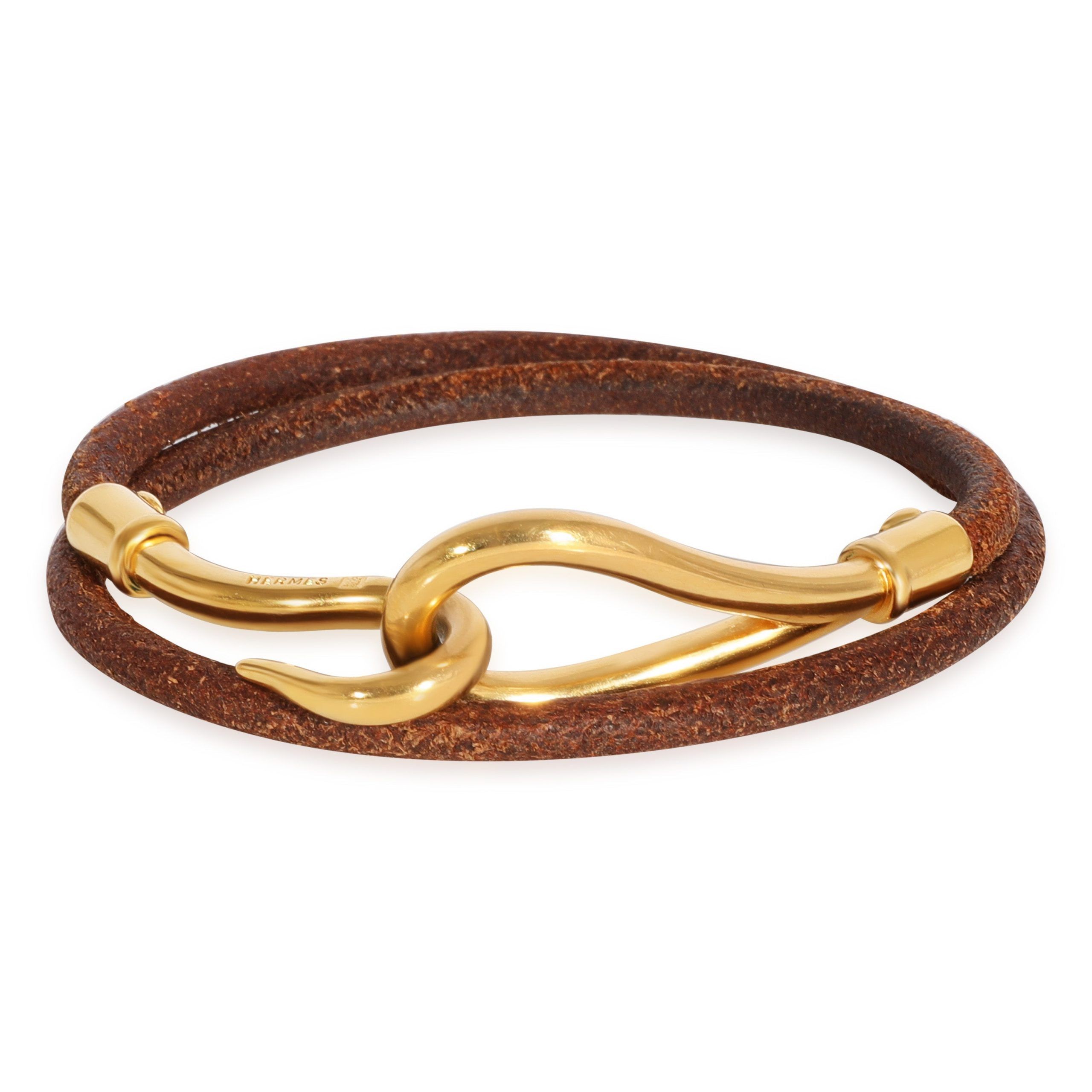 image of Hermes Gold Tone Hermès Jumbo Hook Double Tour Wrap Bracelet, Women's