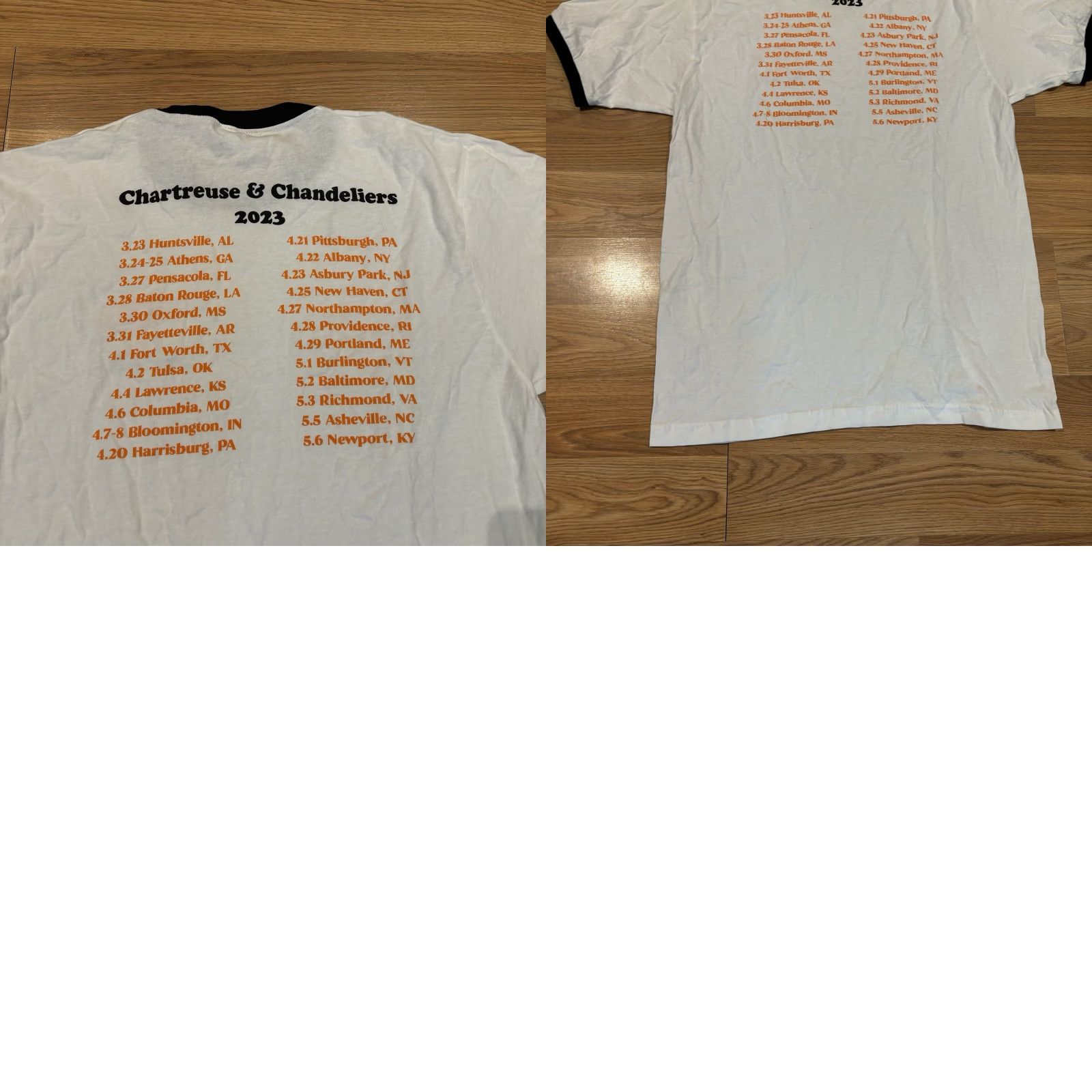 Tultex HoundMouth Band White Shirt Concert Tour Chartreuse and Chandeliers 2023 Sz L Size US L / EU 52-54 / 3 - 8 Thumbnail