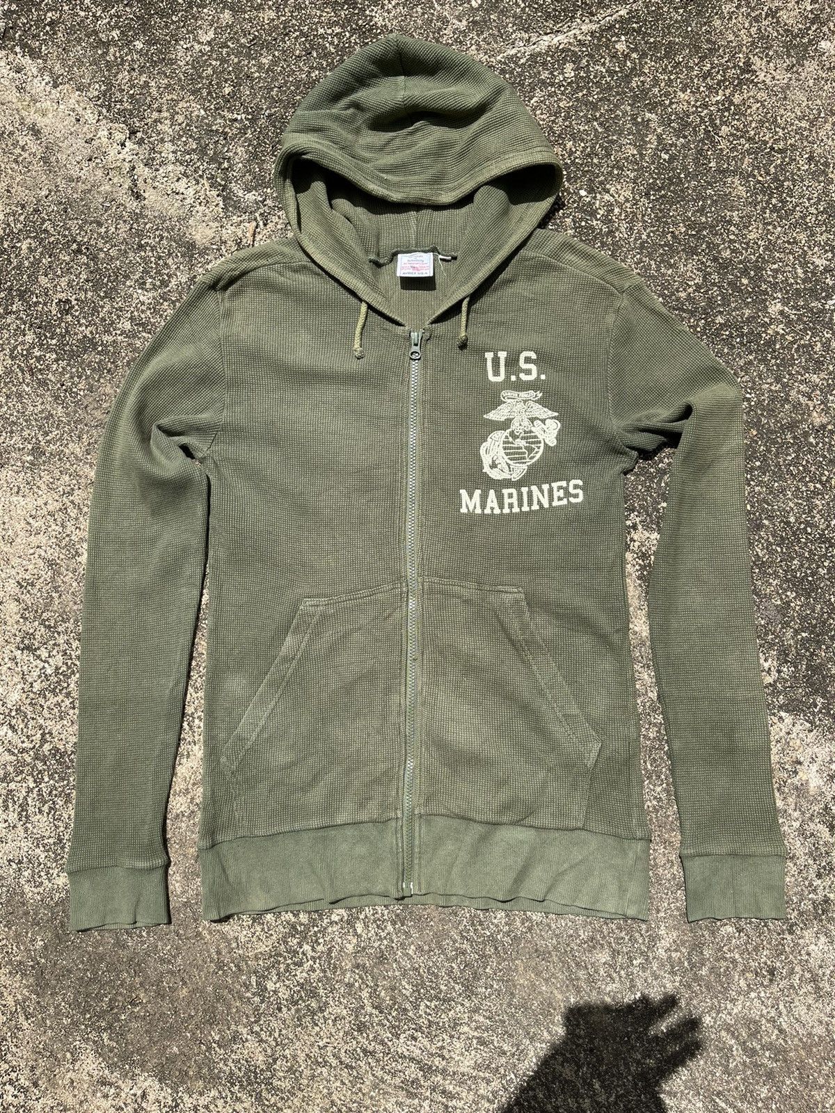 Avirex Avirex U.S.A. Marines Zip Hoodie Military Green Vintage Size US M / EU 48-50 / 2 - 1 Thumbnail