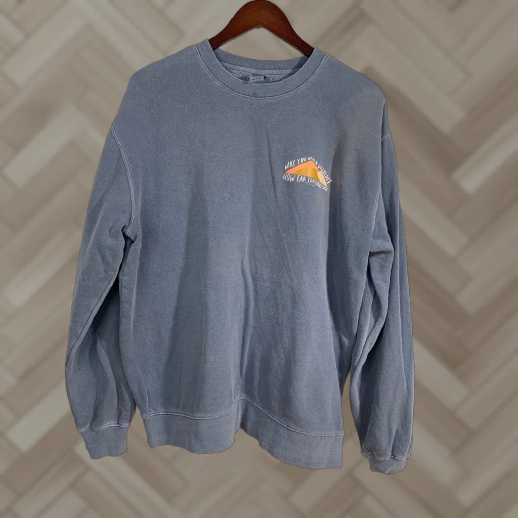 Vintage Independent Trading Company Pullover Sweatshirt Men L Blue Crew Neck Logo Solid Travel All Seasons Cotton Blend Size US L / EU 52-54 / 3 - 1 Thumbnail