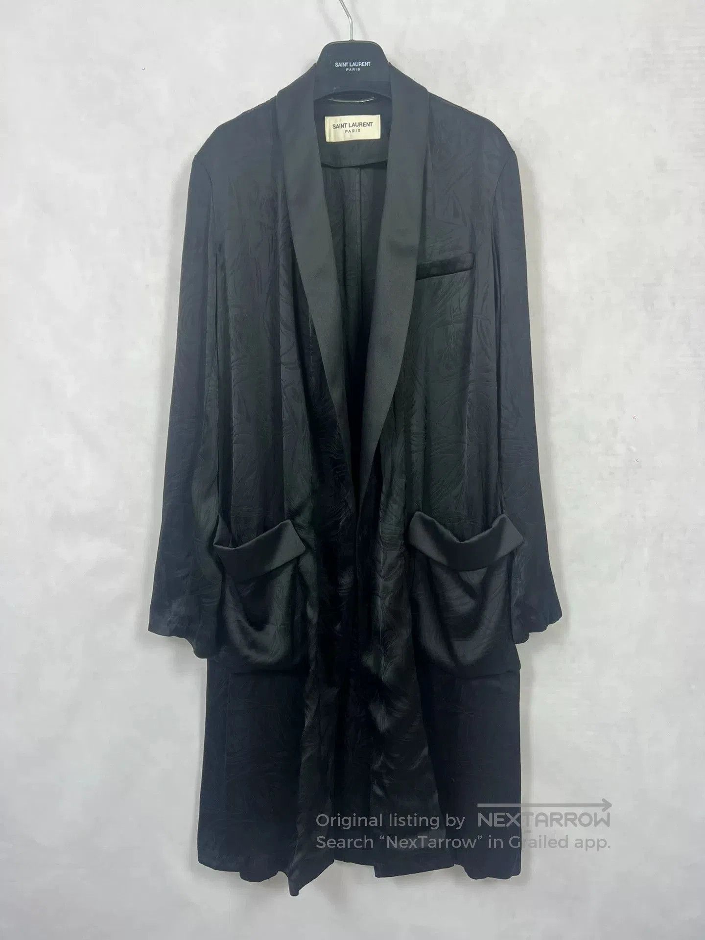 Saint Laurent Paris Saint Laurent Black Satin Kimono Robe. Size M / US 6-8 / IT 42-44 - 1 Thumbnail