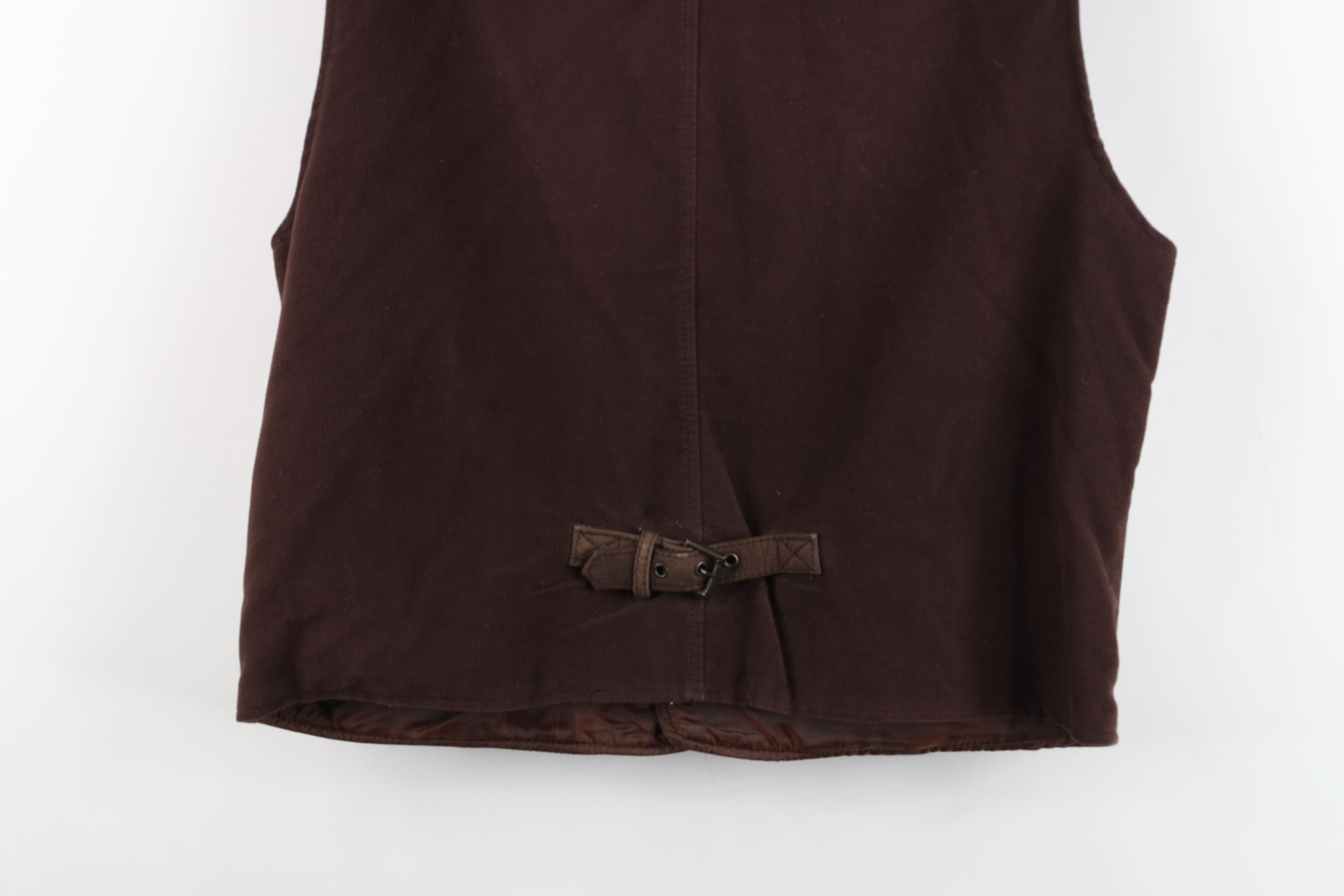 Gap Vintage 90s Gap Buckle Back Suede Leather Vest Jacket Brown Size US M / EU 48-50 / 2 - 15 Thumbnail