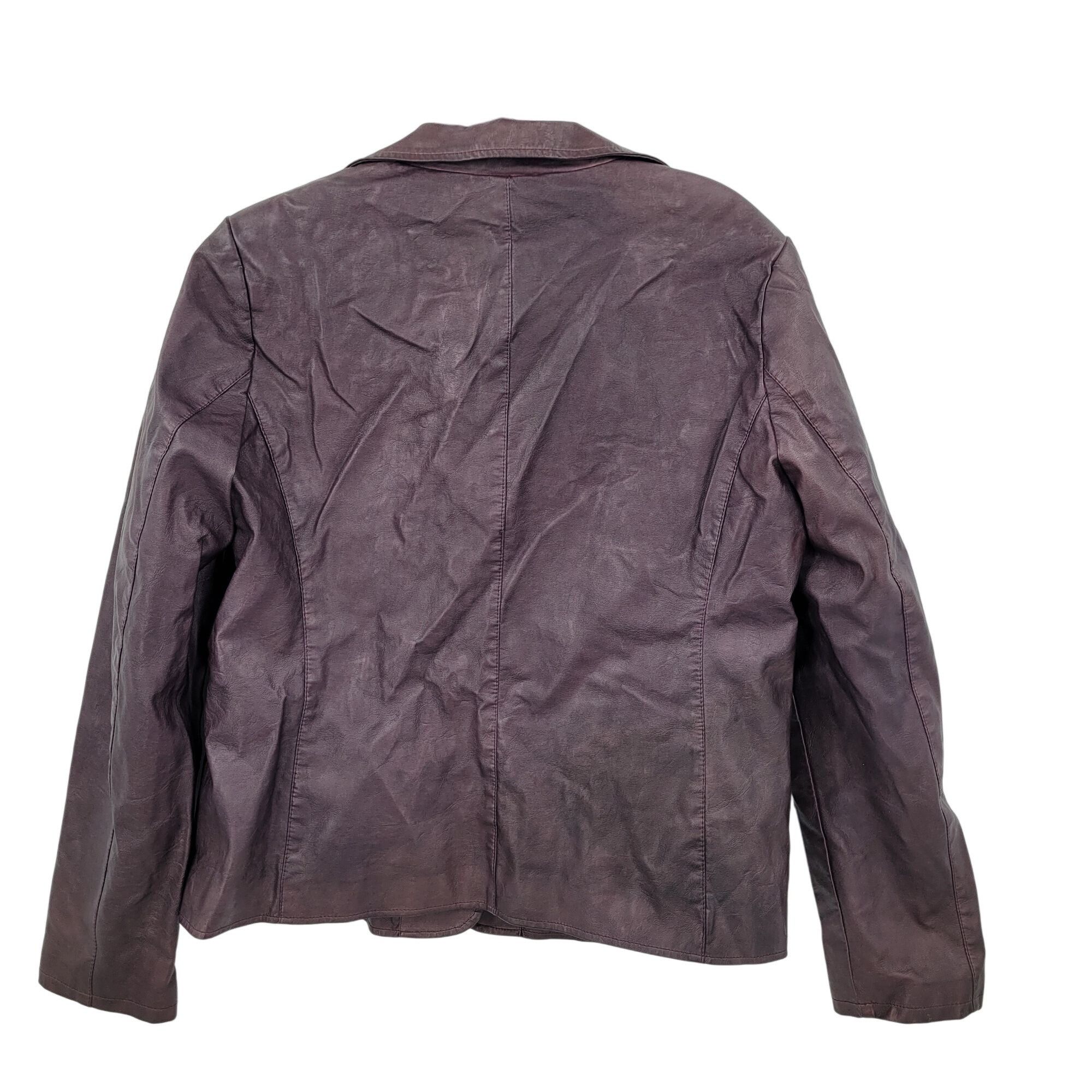 Other Womens Oxblood Vegan Faux Leather Jacket Sz L Eggplant Purpl Size L / US 10 / IT 46 - 2 Thumbnail
