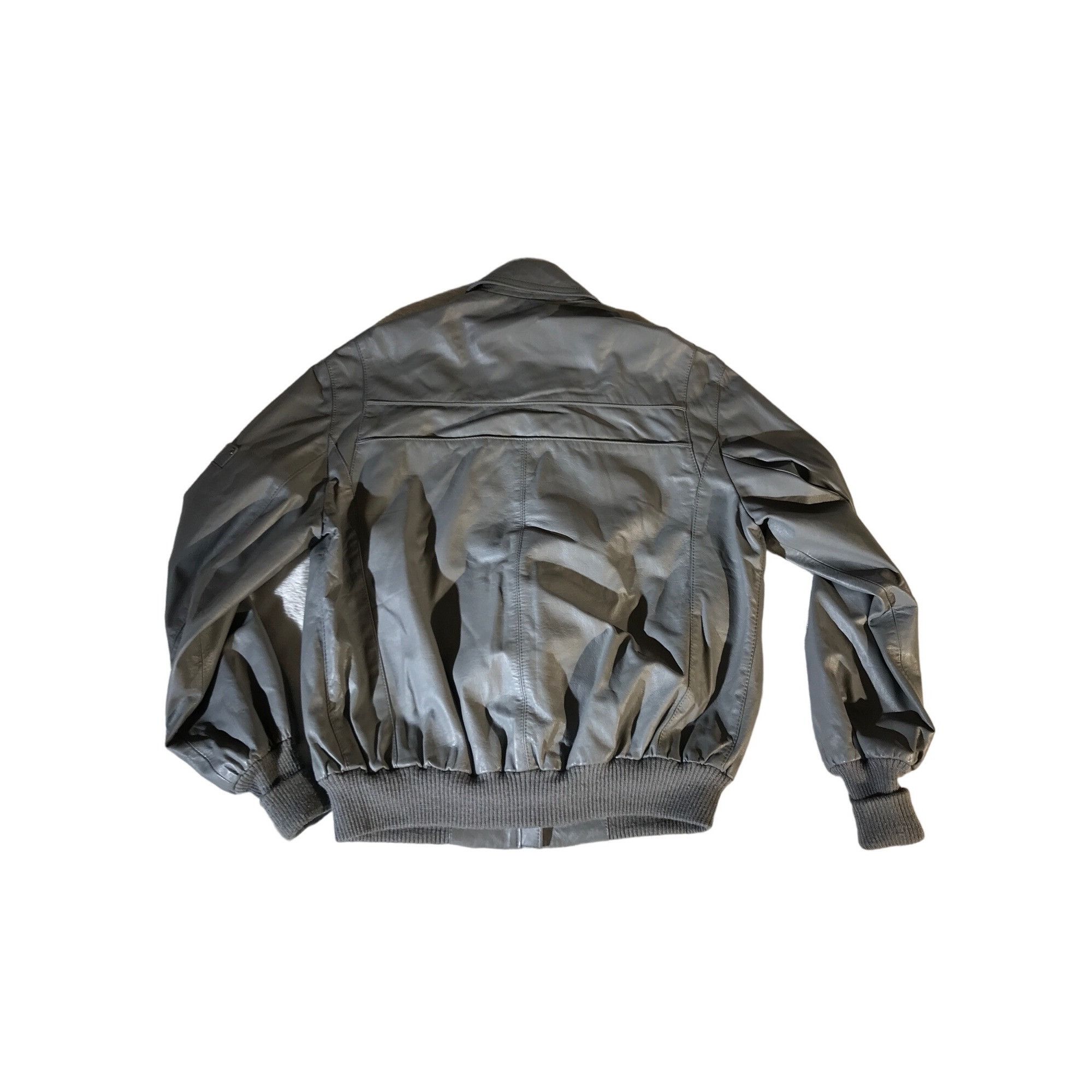 Etienne Aigner Etienne Aigner Women's Vintage Gray Leather Bomber Jacket Size XL / US 12-14 / IT 48-50 - 2 Thumbnail