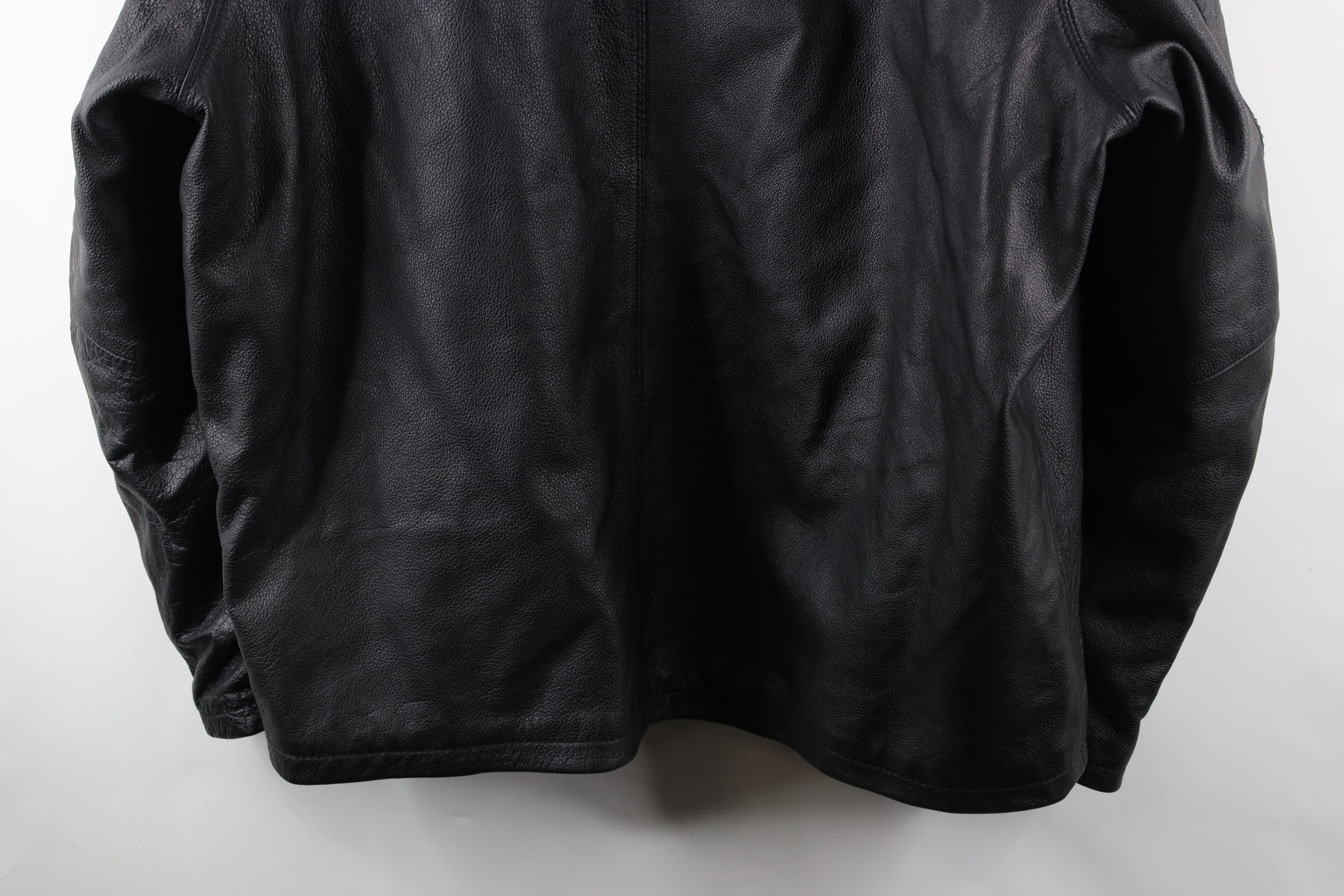 Vintage Vintage 90s Streetwear Lined Leather Bomber Jacket Black Size US XL / EU 56 / 4 - 14 Thumbnail