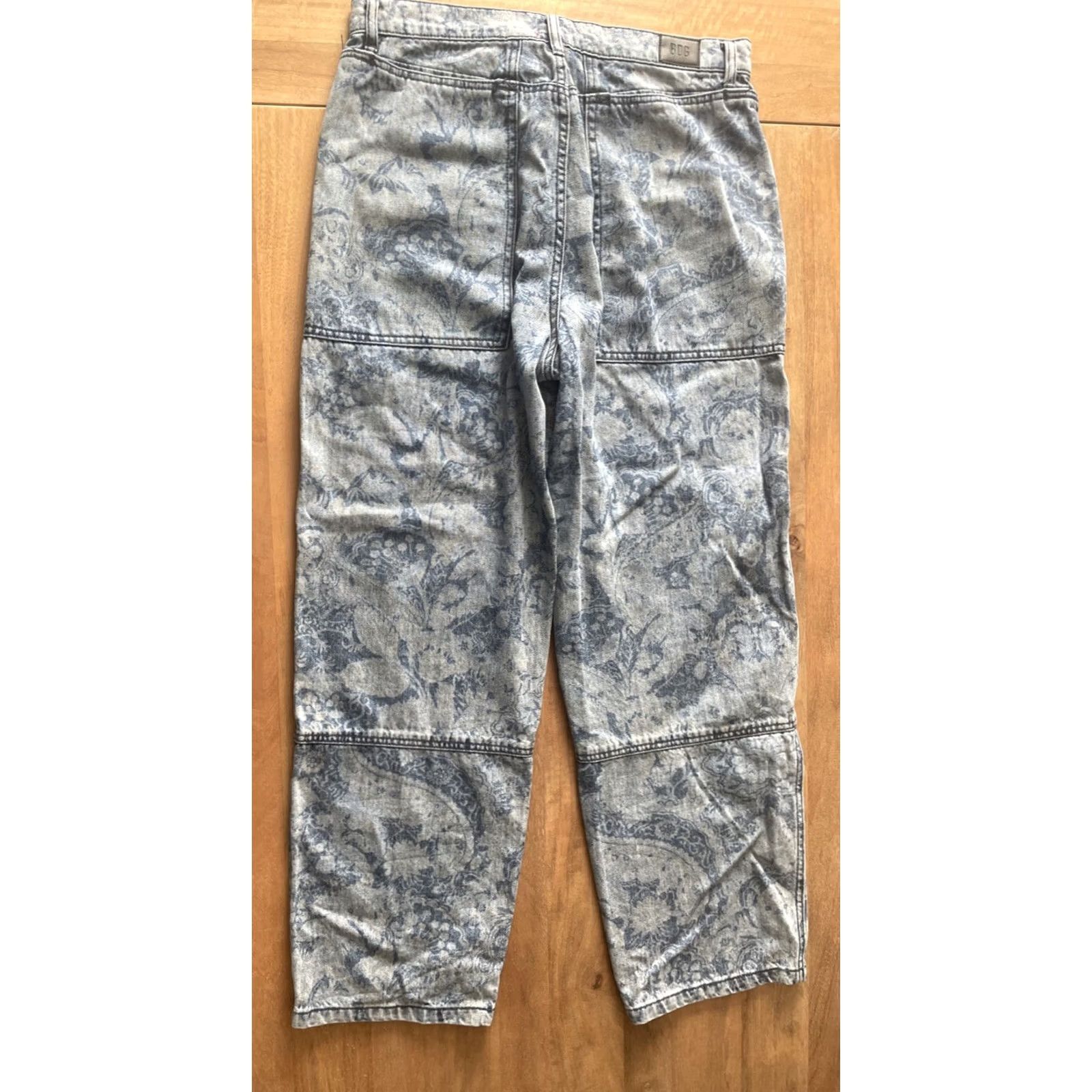 Bdg BDG Jeans: Urban High Rise Baggy Carpenter Paisley Denim Women Size 31 34x30 Blue 100% Cotton Rise High Inseam 30 Size 24" / US 00 / IT 34 - 2 Thumbnail