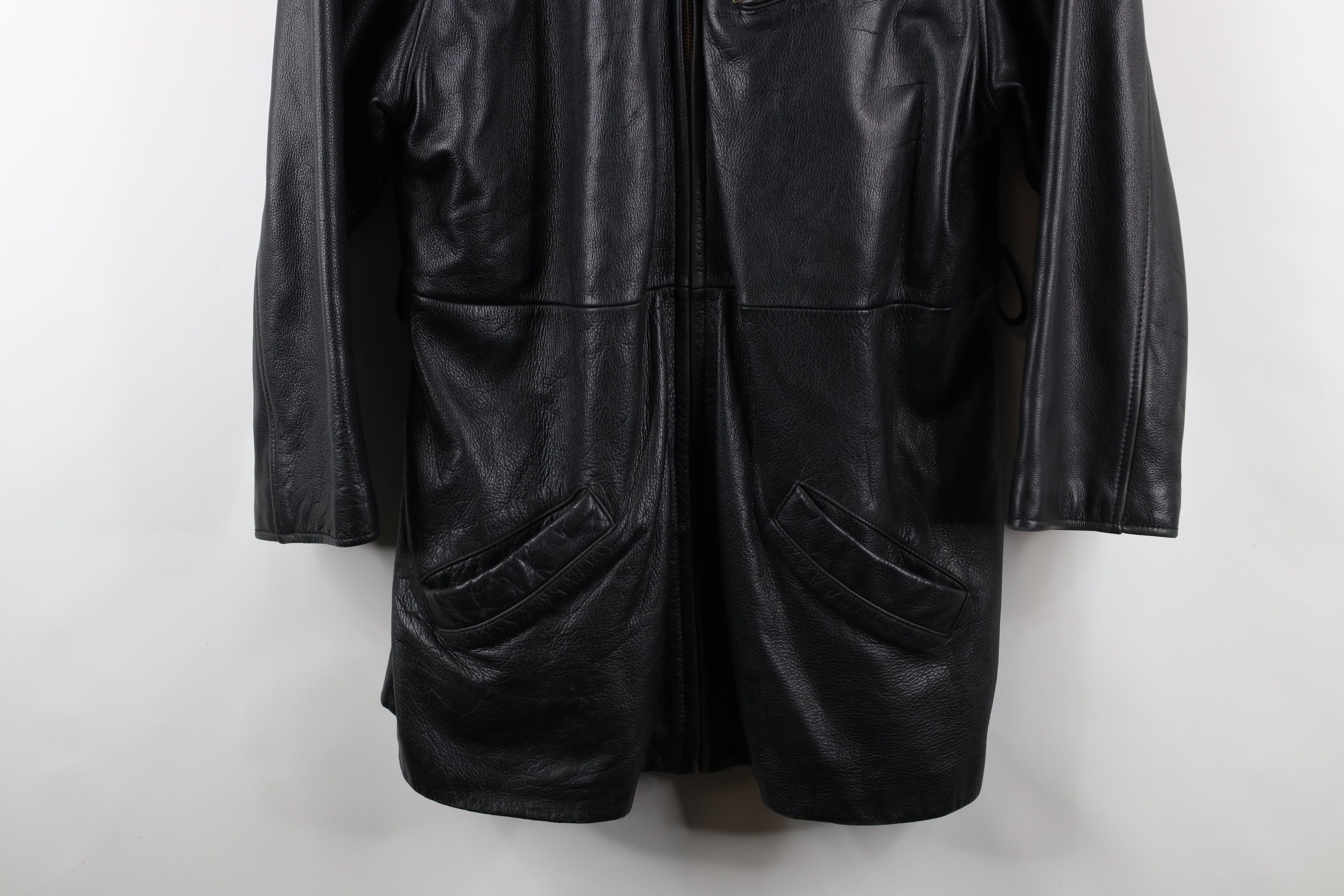 Vintage × Wilsons Leather Vintage 90s Pelle Heavyweight Full Zip Leather Jacket Size US L / EU 52-54 / 3 - 3 Thumbnail