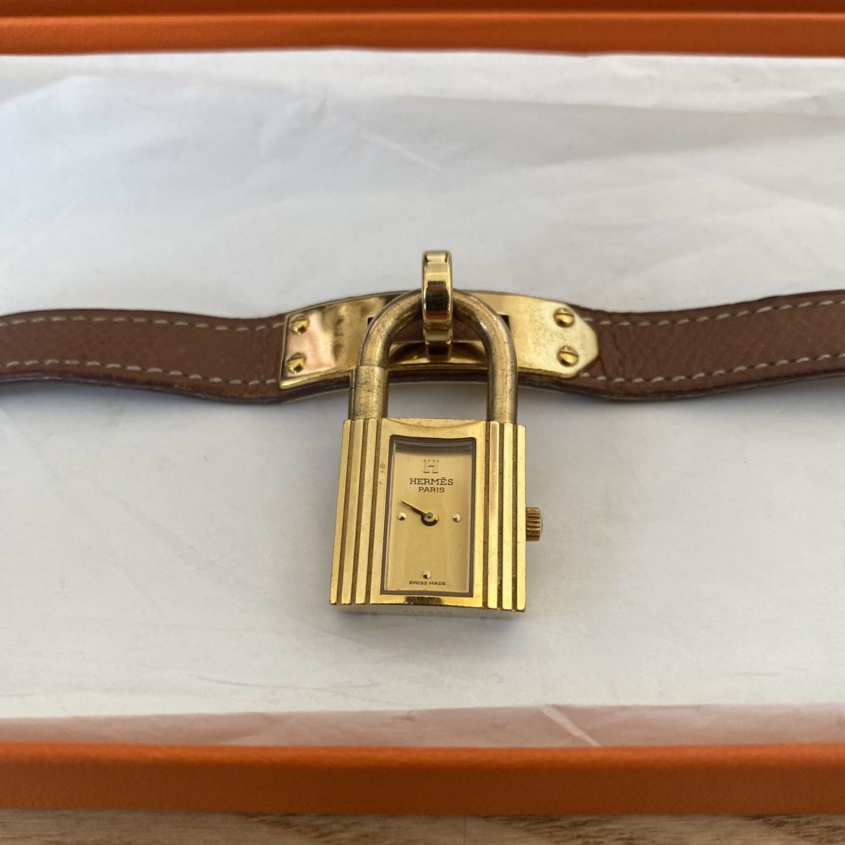 Hermes Hermes Kelly Watch Gold Brown Leather Bracelet Paris Vintage Size ONE SIZE - 3 Thumbnail