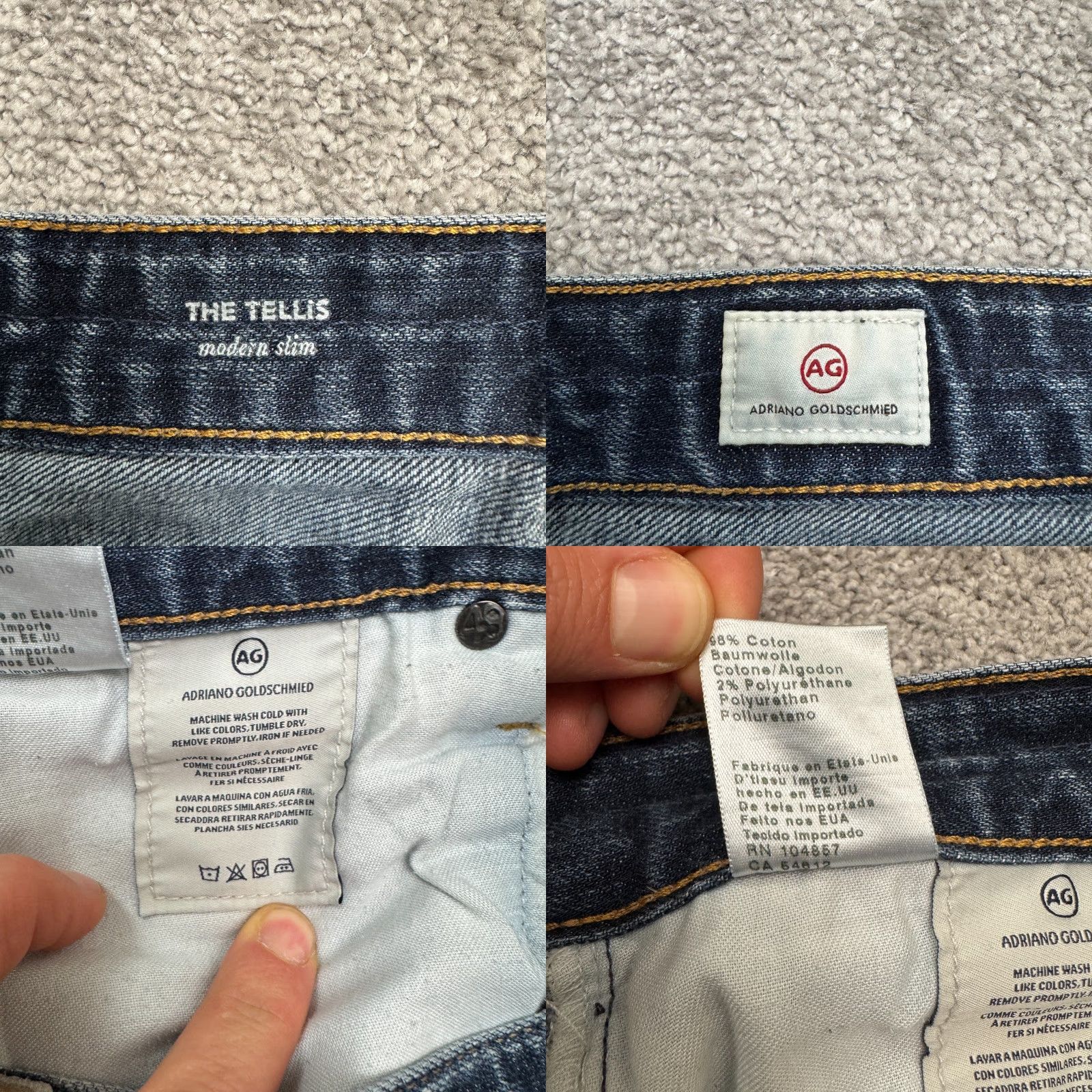 Vintage AG Adriano Goldschmied The Tellis Jeans Mens 32 Blue Slim Straight Denim 5-Pocket Casual Streetwear USA Size US 32 / EU 48 - 8 Thumbnail