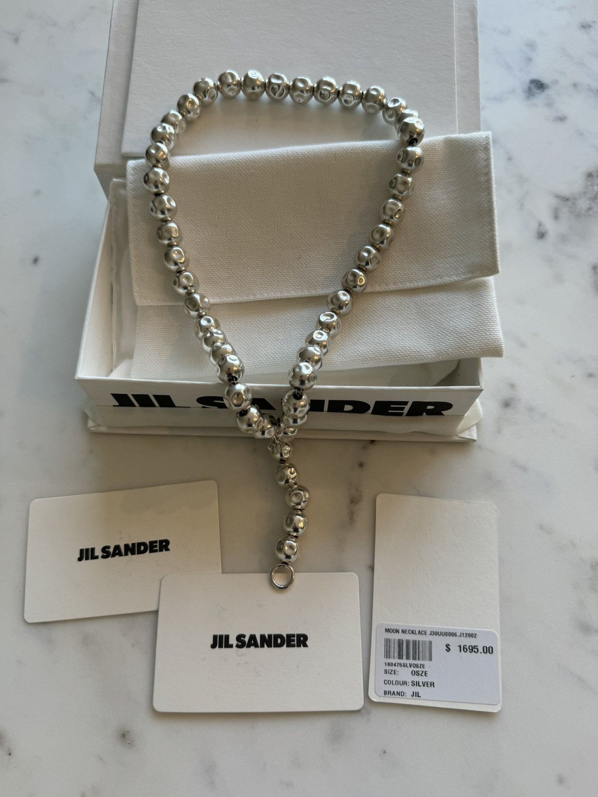 Jil Sander Sterling Silver Sphere Necklace