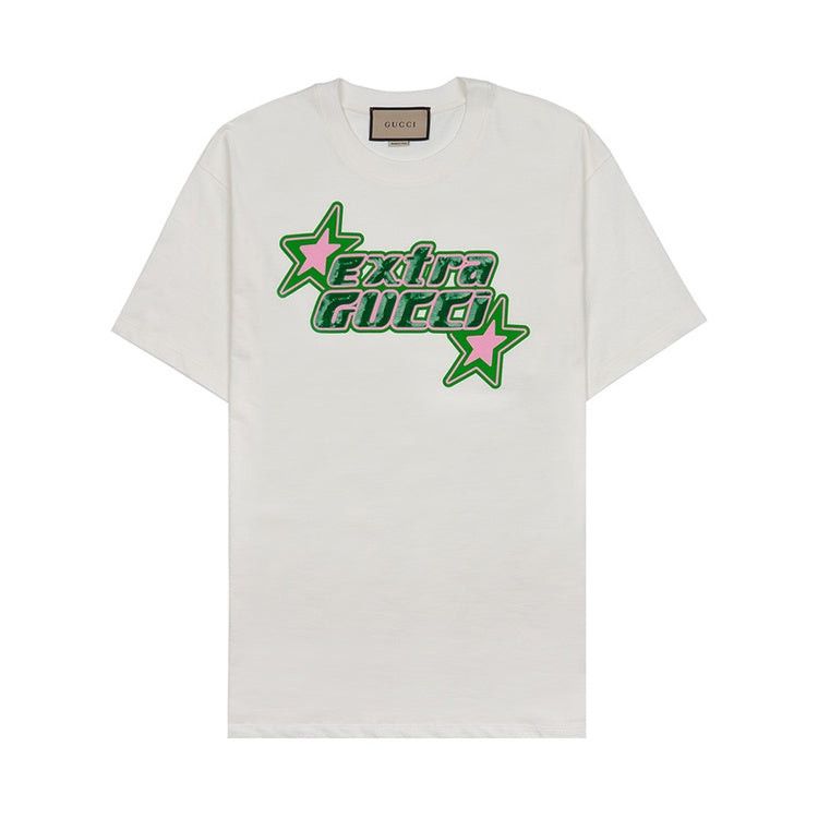 Gucci Gucci Logo Stars Print Cotton Jersey T Shirt SIZE XS Size ONE SIZE - 1 Thumbnail