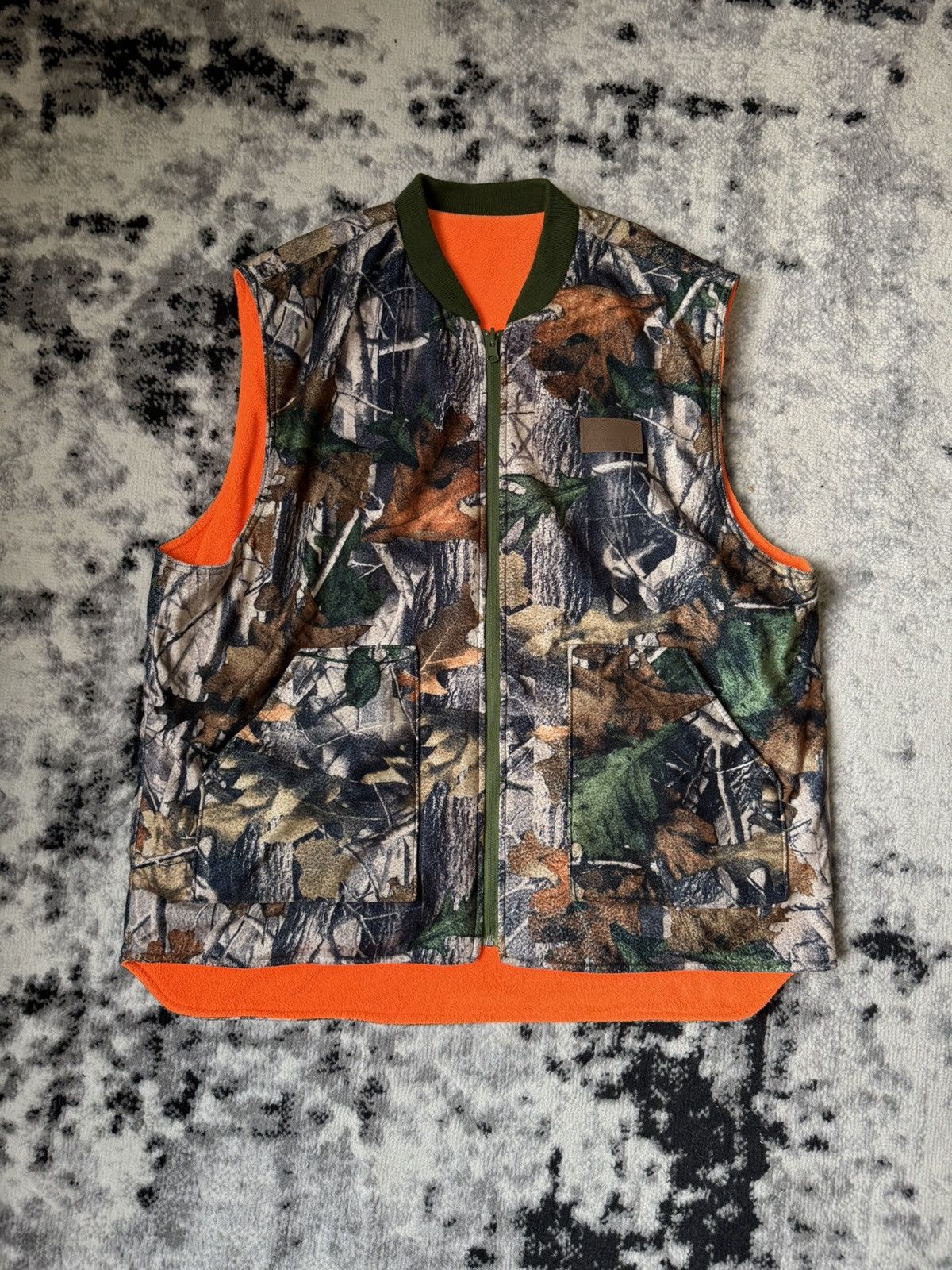 Japanese Brand × Vintage Reversible Sleeveless Fleece Forest Print Orange Neon Size US XL / EU 56 / 4 - 1 Thumbnail