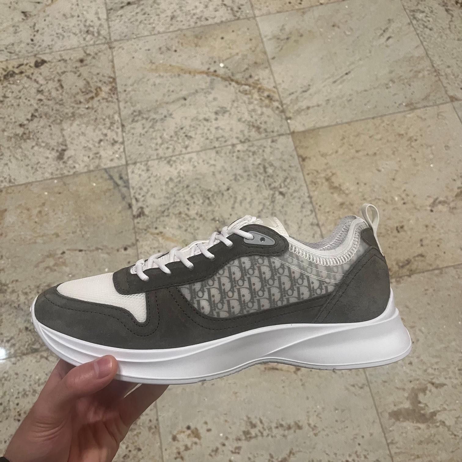 o1rshd1 B25 Runner Suede Oblique Mesh Sneakers White/Green