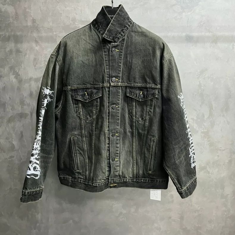 Balenciaga Balenciaga Wash Grey Logo Single Breasted Long Sleeve Jack Size US XS / EU 42 / 0 - 1 Thumbnail