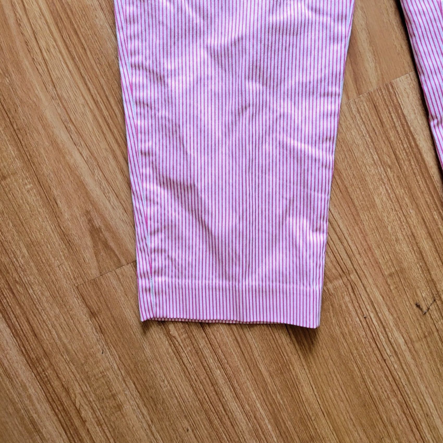 Talbots VINTAGE Talbots Womens Signature Cropped Pants Striped Pink White Size 8 Slim/ Skinny Inseam 25" Womens Size 30" / US 8 / IT 44 - 4 Thumbnail