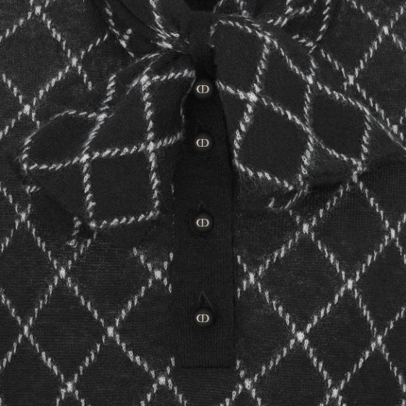 Dior o1w1db11225 454S17 Tied Collar Sweater in Black/White Size L / US 10 / IT 46 - 3 Thumbnail
