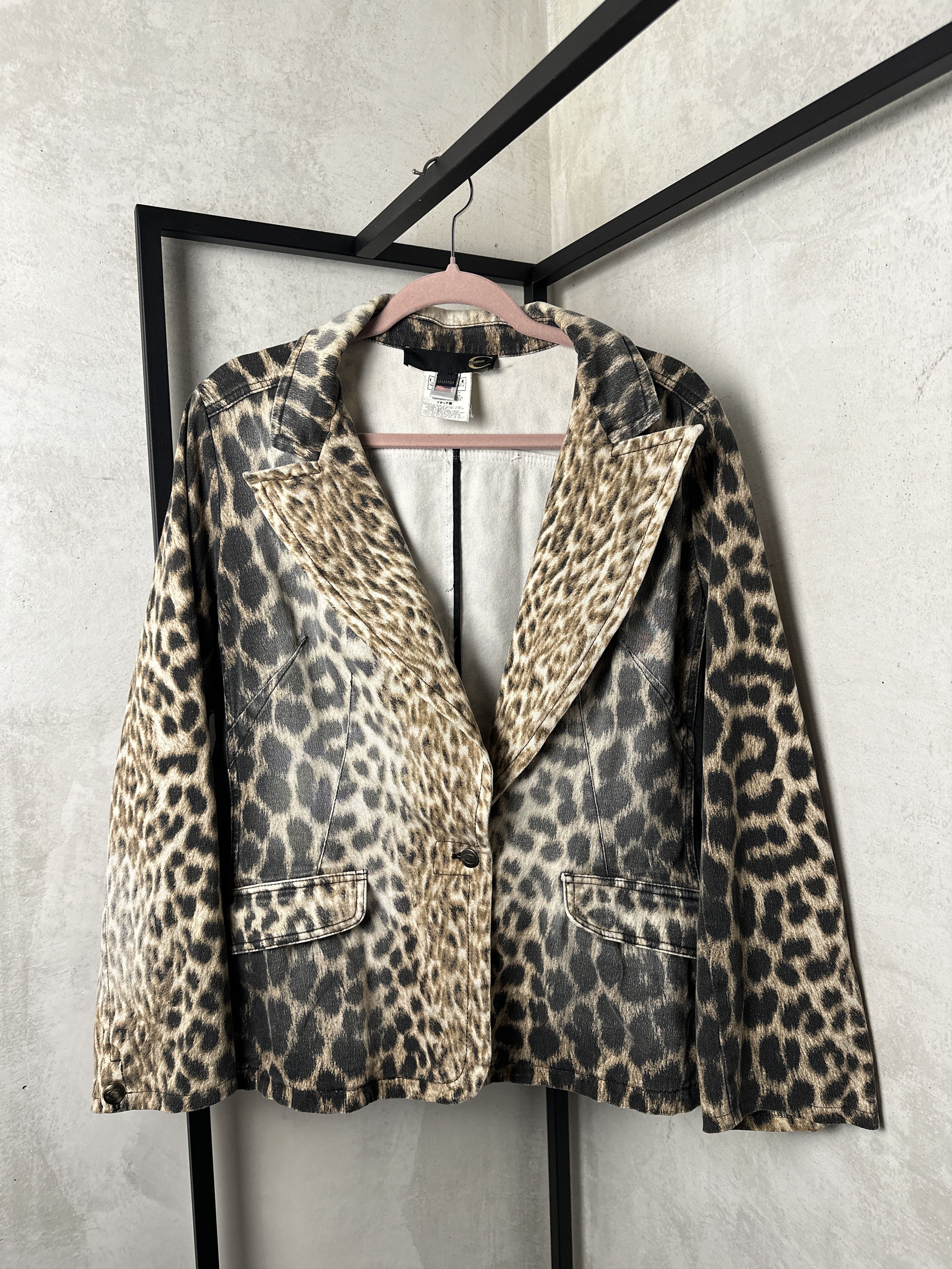 Just Cavalli Just Cavalli Designer Leopard Print Denim Jacket Size M / US 6-8 / IT 42-44 - 1 Thumbnail