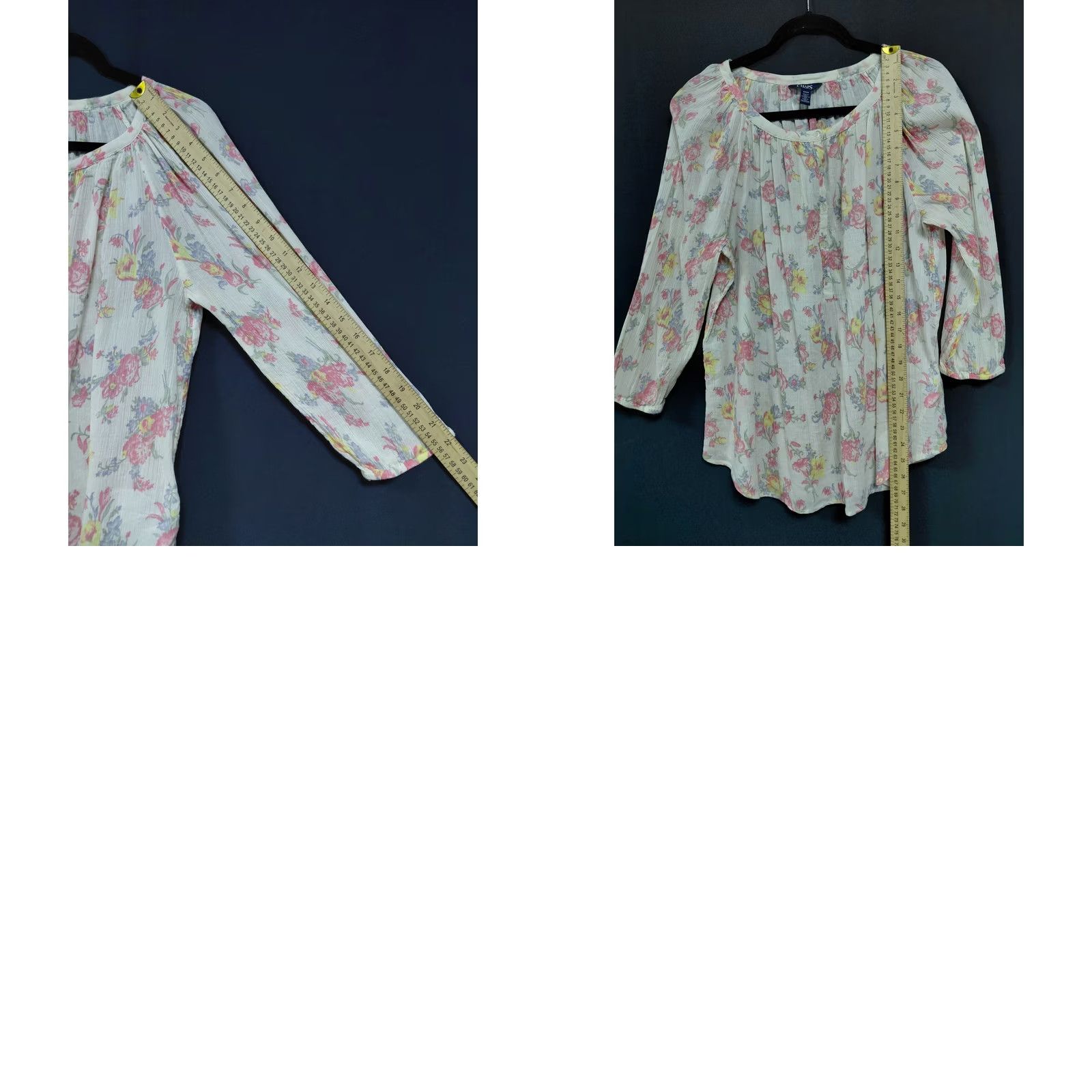 Chaps Chaps Blouse Pink 3/4 Sleeve Scoop Neck Women Size M Regular Floral Polyester Lightweight Work casual Size M / US 6-8 / IT 42-44 - 8 Thumbnail