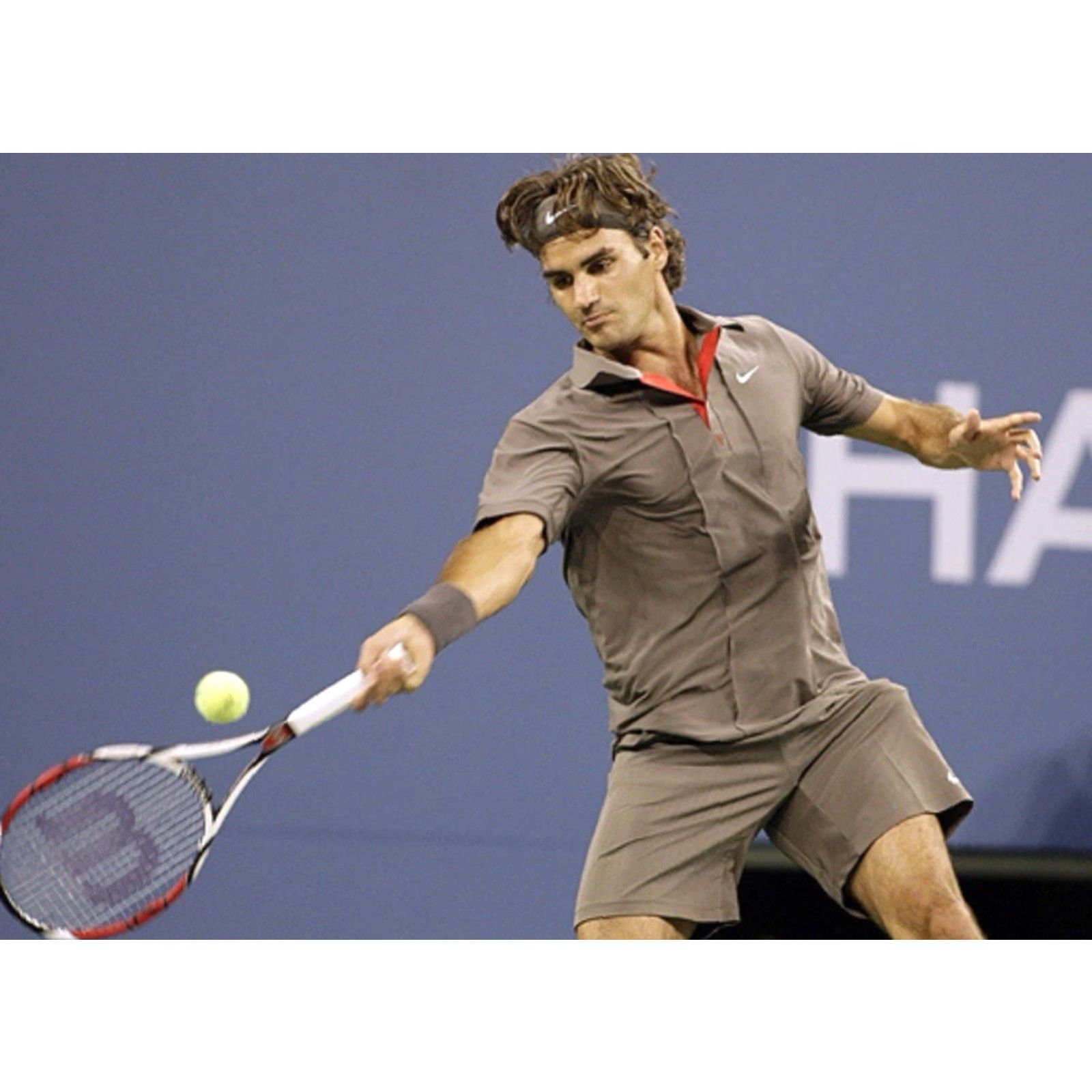 Nike VINTAGE Roger Federer RF 2008 US OPEN Tennis Court Polo Shirt M Brown Nike Shirt Mens Size US M / EU 48-50 / 2 - 2 Thumbnail