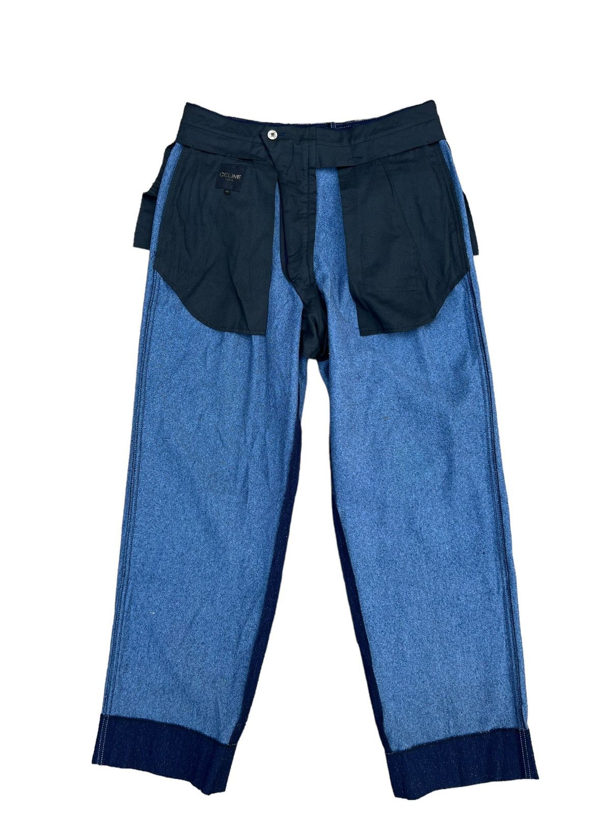 Celine Vintage 90s Celine Paris Distressed Wool Silk Trouser Pant Size US 32 / EU 48 - 21 Thumbnail