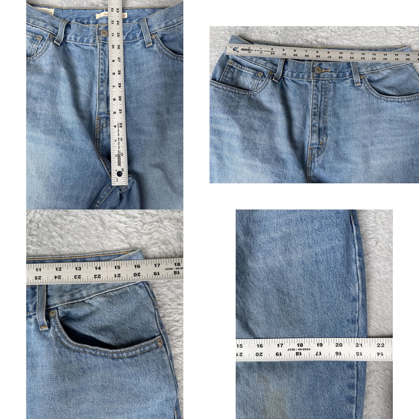 Levi's Levis Premium Jeans Womens 32x27 Blue Mom Jean High Rise Straight Leg Raw Hem Size 24" / US 00 / IT 34 - 9 Thumbnail