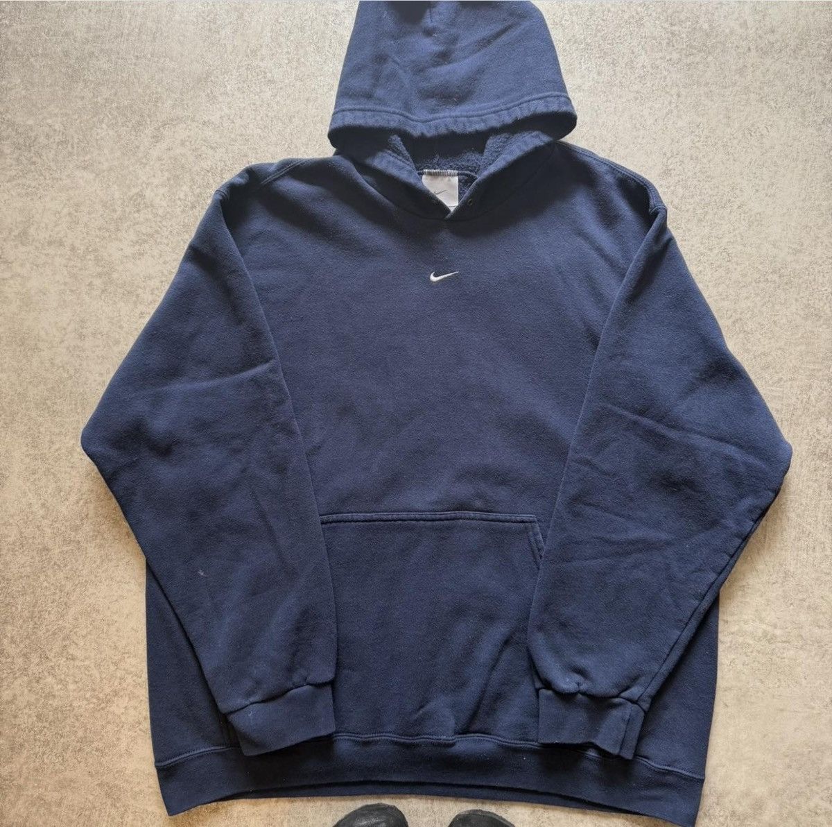 Nike Vintage 2000s navy blue center swoosh nike hoodie Size US XL / EU 56 / 4 - 1 Thumbnail